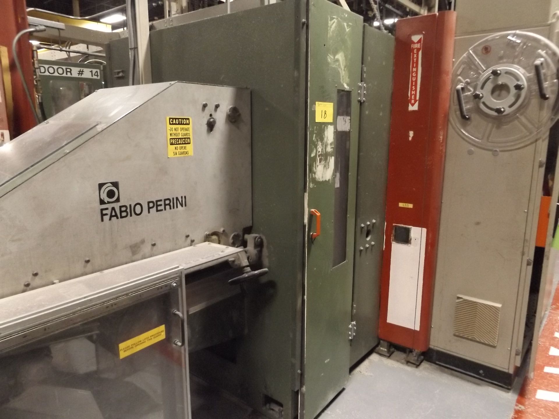 1993 PERINI 164 Log Saw, s/n N/A, Servos, Saw Cut Length / Slitter Position Width: 11”, 100 Cuts/min