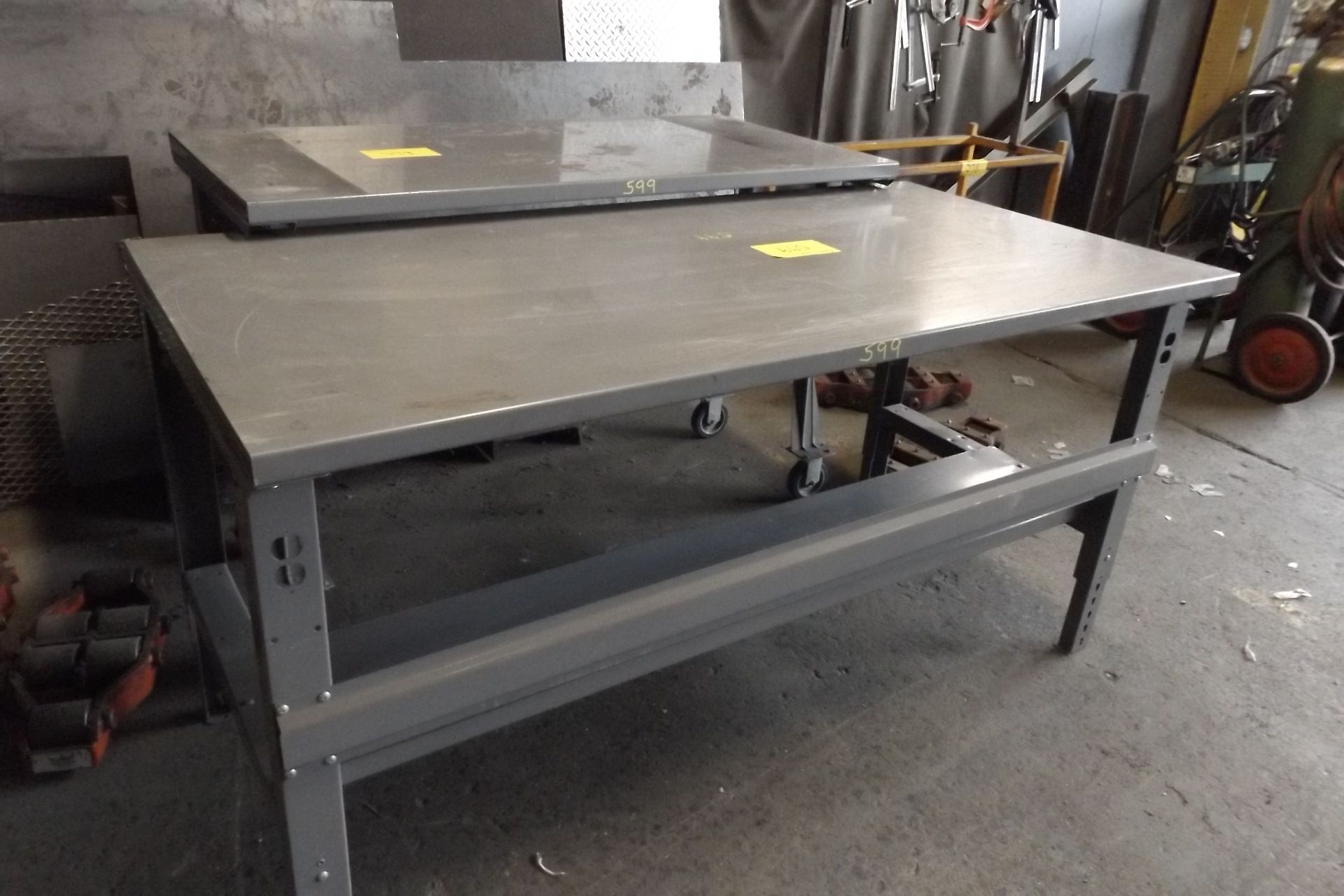 LOT OF 2 LIGHT GAGE STEEL WORK TABLES  (MAINT SHOP) - Image 4 of 5