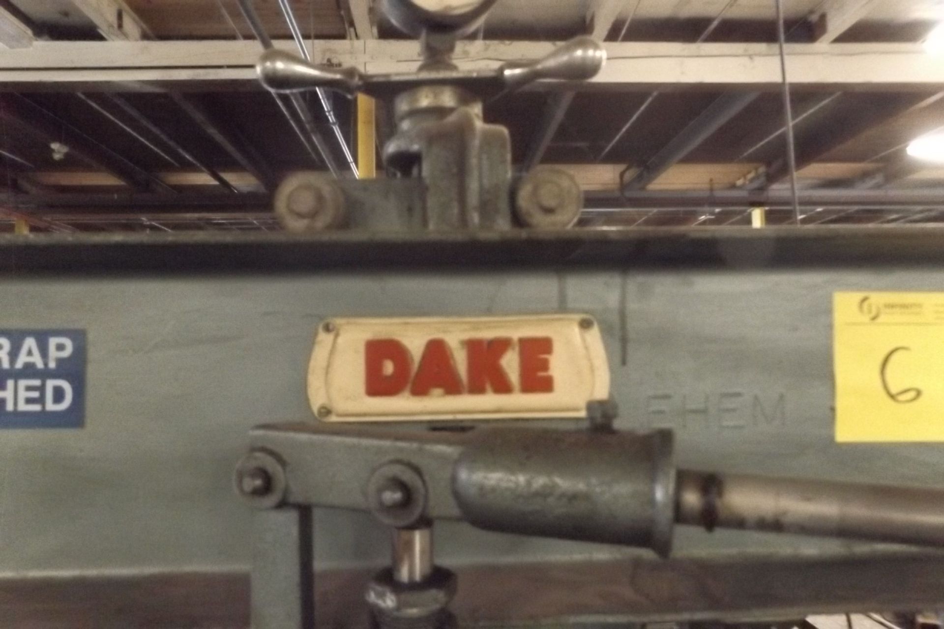 DAKE HYDRAULIC PRESS, MODEL=50H  (MAINT SHOP) (NOTE: SUBJECT TO LATE REMOVAL, PICK UP ON FRIDAY - Image 3 of 5