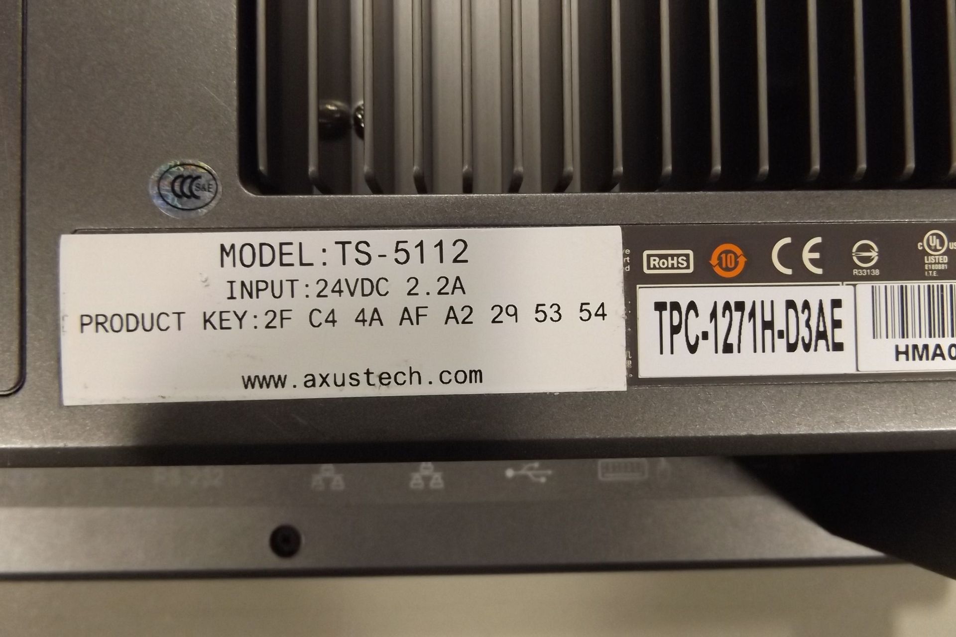 AXUS TECHNOLOGY, CE.NET, TOUCH SCREEN, 12.1", 24V DC #TS-5112 (PRODUCTION FLOOR) - Image 2 of 3