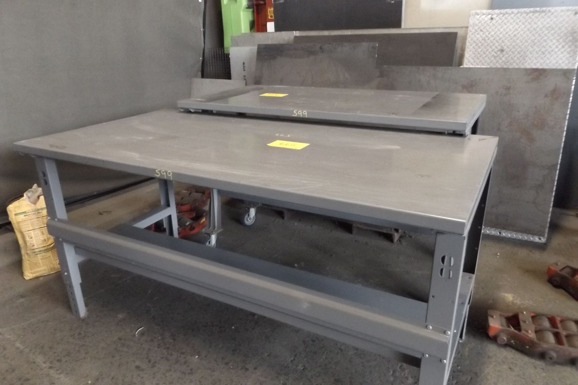 LOT OF 2 LIGHT GAGE STEEL WORK TABLES  (MAINT SHOP) - Image 5 of 5