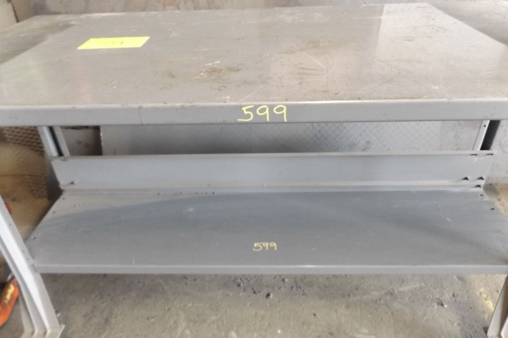 LOT OF 2 LIGHT GAGE STEEL WORK TABLES  (MAINT SHOP)