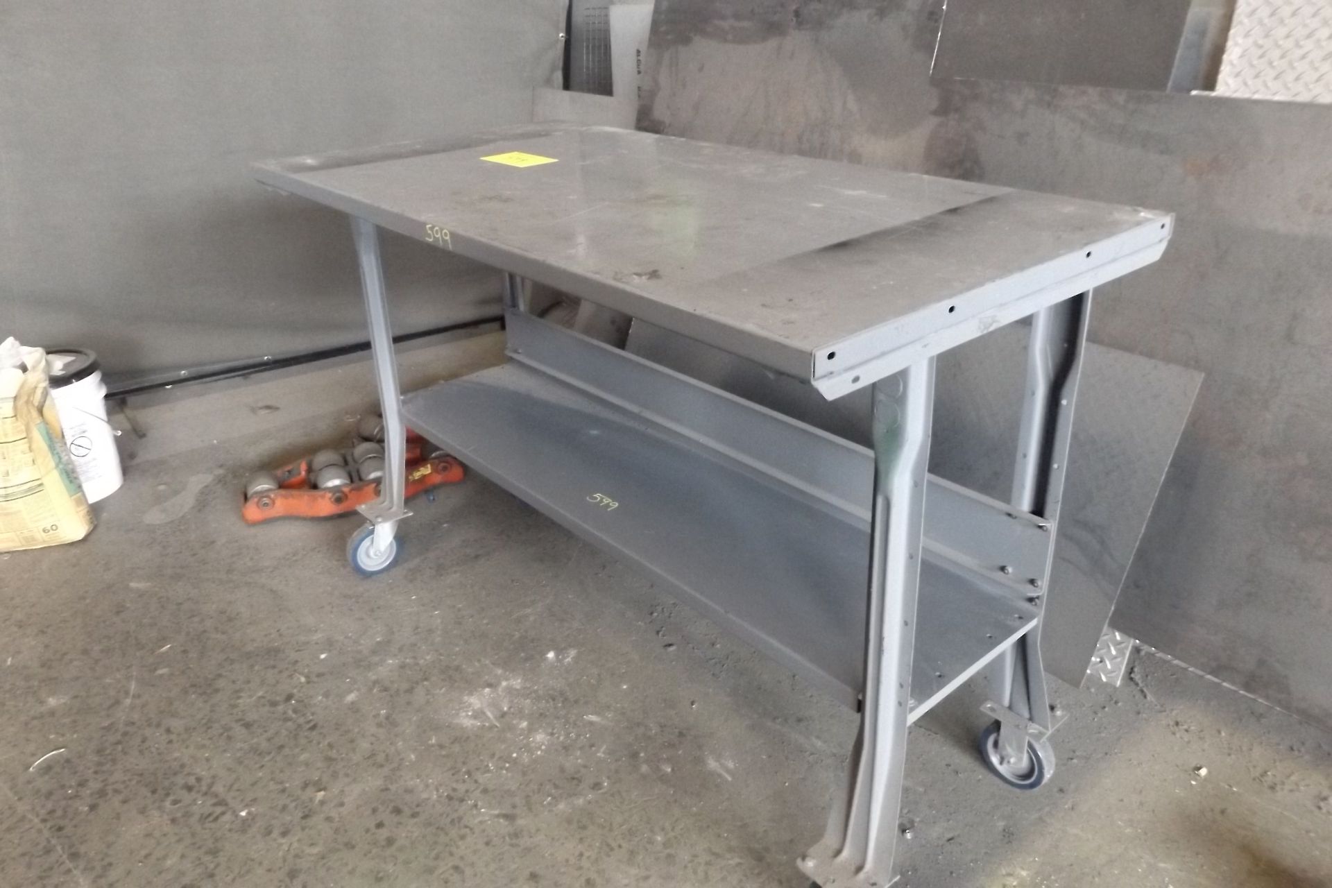 LOT OF 2 LIGHT GAGE STEEL WORK TABLES  (MAINT SHOP) - Image 2 of 5