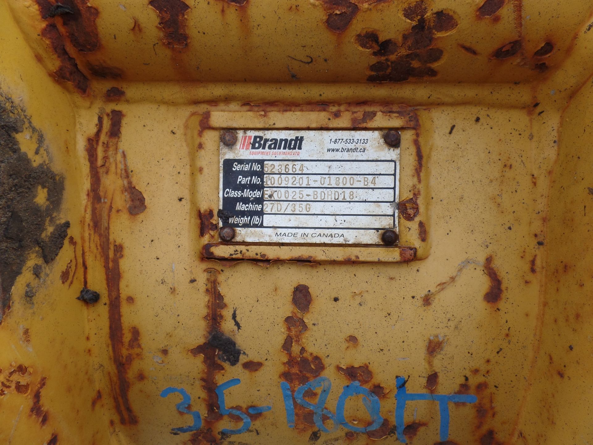 BRANDT EXCAVATOR BUCKET MOD. EX0025-BDHD18, MACHINE - 27D/35G - Image 3 of 3