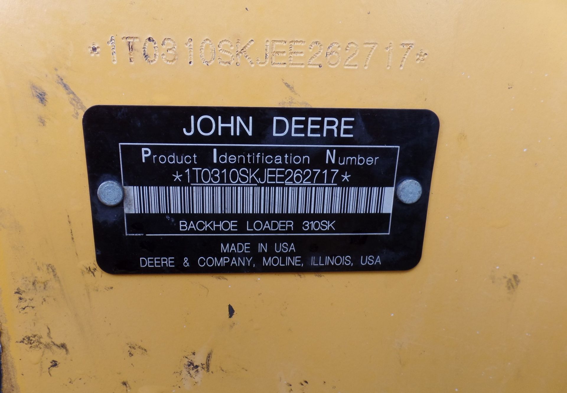 2014 JOHN DEERE BACKHOE, MOD. 310SK, 4X4, A/C CAB, EXTENDAHOE W/BUCKET, 4,446 HRS, S/N - Image 10 of 14
