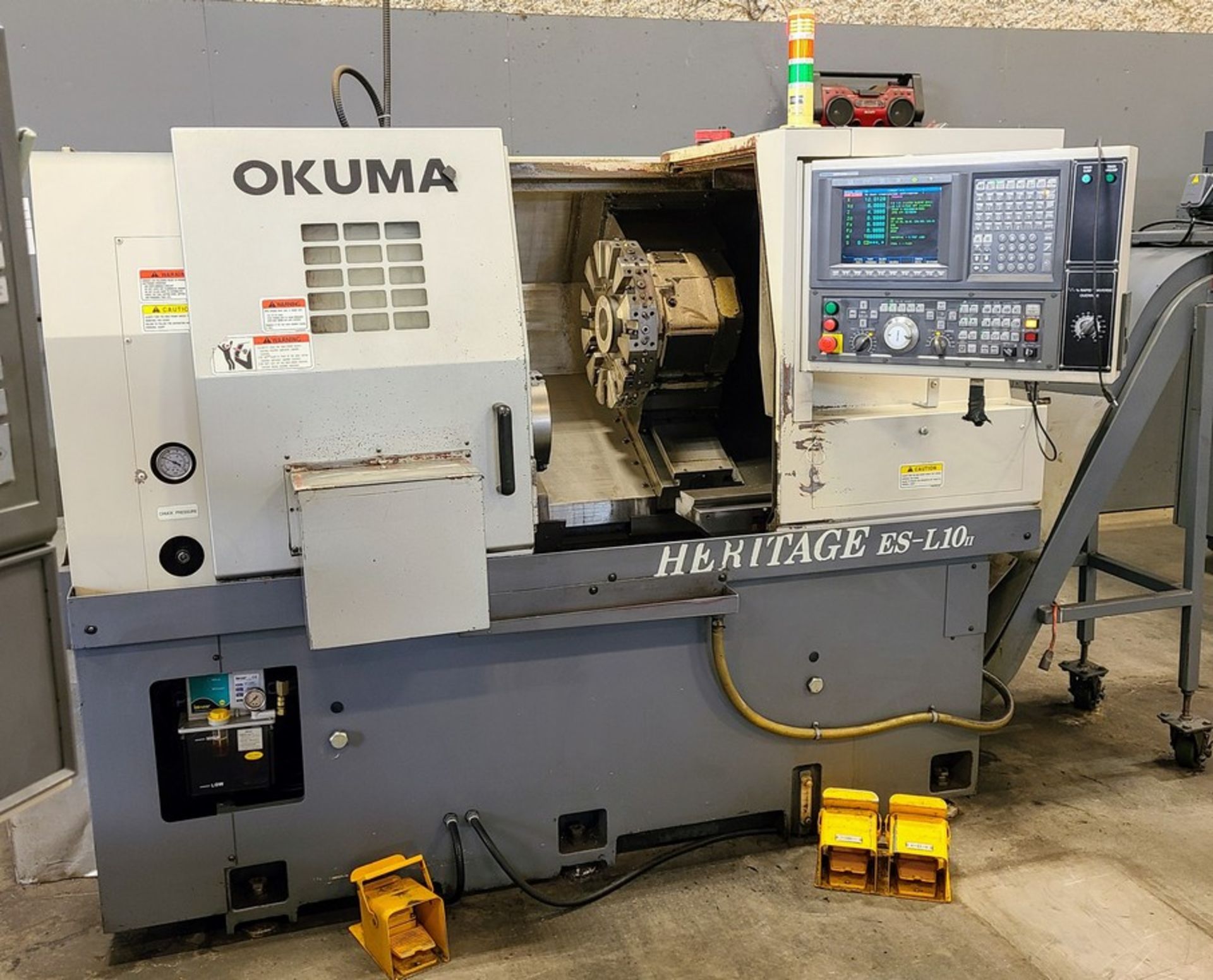 2007 OKUMA HERITAGE ES-L10 II CNC LATHE, OSP 200L CNC CONTROL, CHIP CONVEYOR, TURRET, TAILSTOCK, 10"