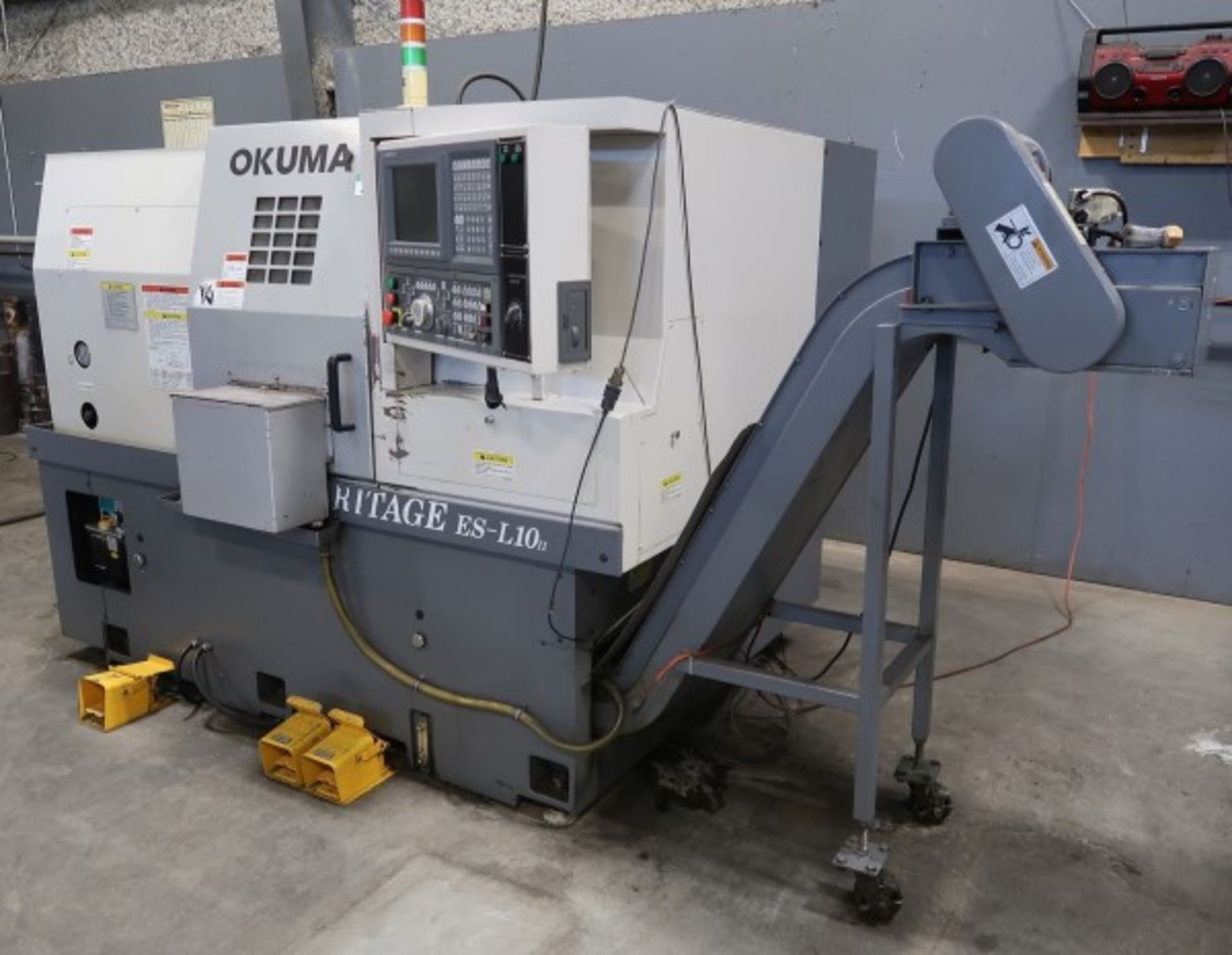 2007 OKUMA HERITAGE ES-L10 II CNC LATHE, OSP 200L CNC CONTROL, CHIP CONVEYOR, TURRET, TAILSTOCK, 10" - Image 3 of 8