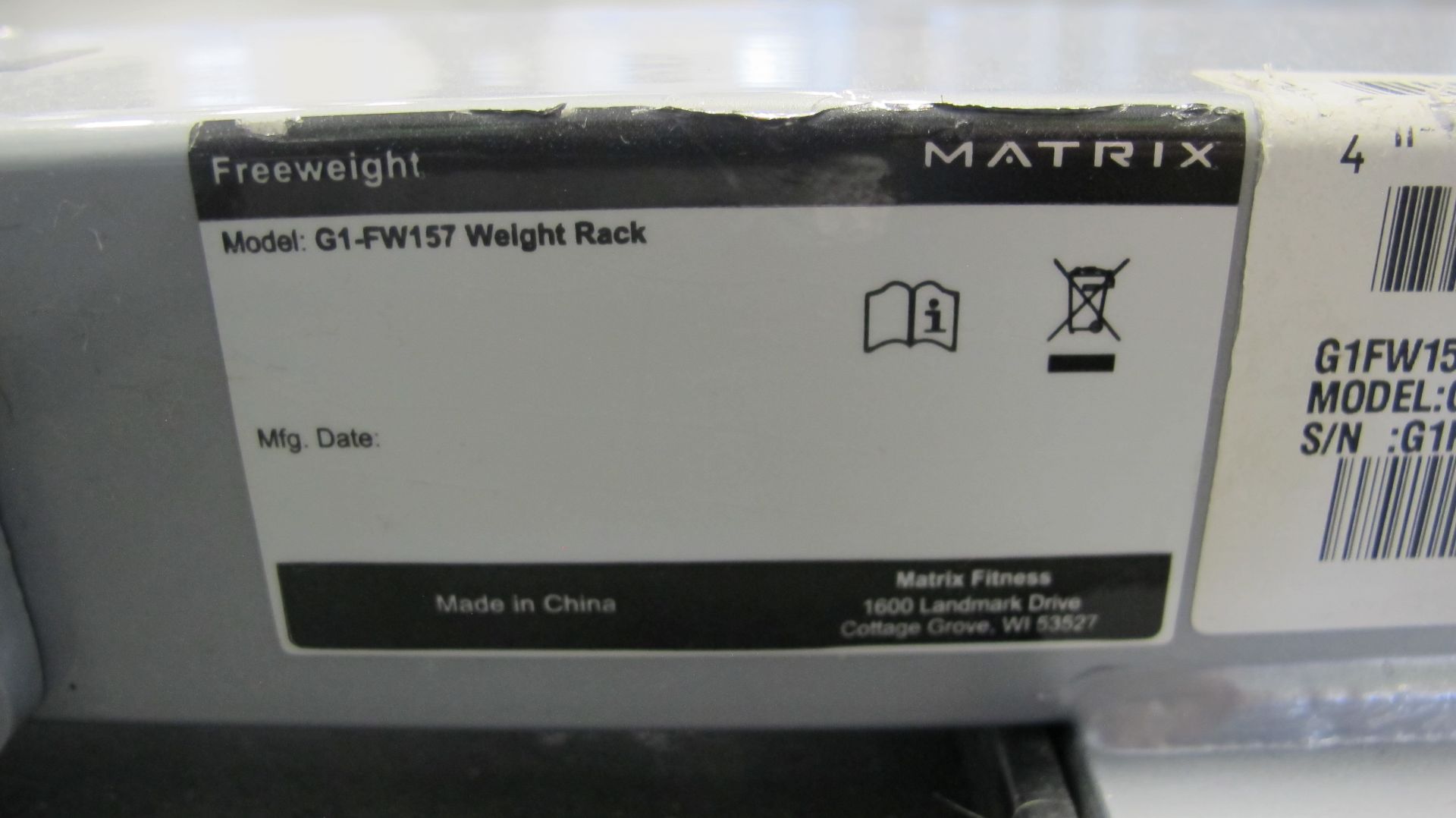 MATRIX G1-FW157 Plate Storage Rack, S/N: G1FW157DE1110GB001 - Image 3 of 4