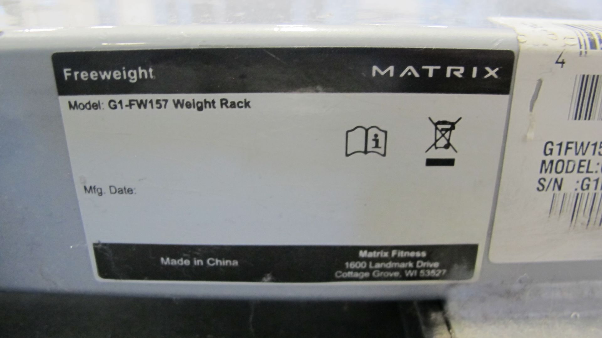 MATRIX G1-FW157 Plate Storage Rack, S/N: G1FW157DE1110GB002 - Image 3 of 4