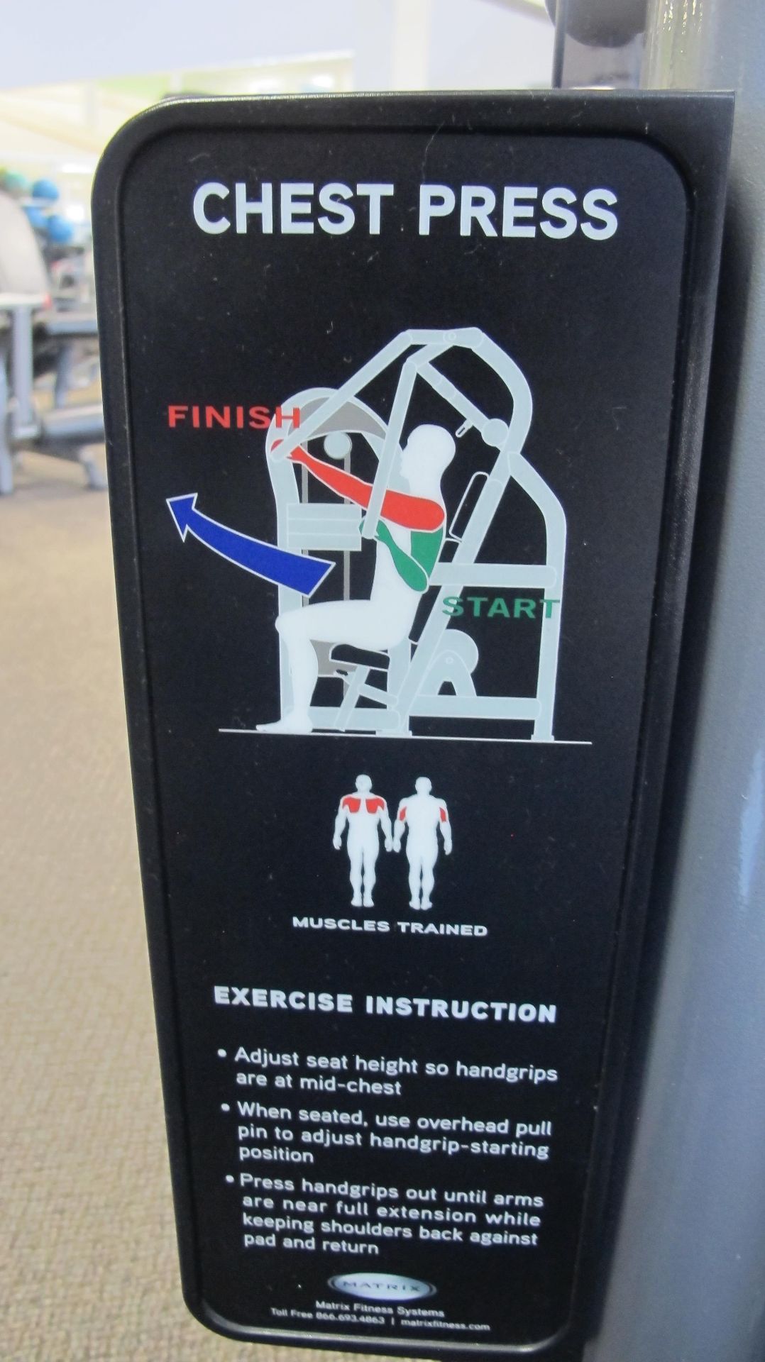 MATRIX Chest Press Machine - Weight Stack 250lbs, S/N: G3GM0200110SGA019 - Image 6 of 7