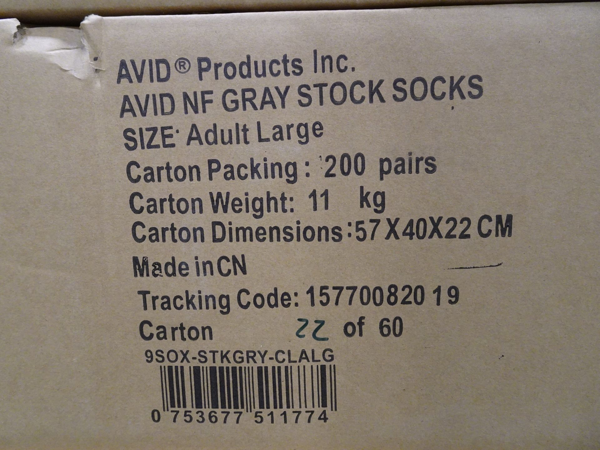 Box of (200) Socks w/ rubber grip, size: Adult Large - Image 2 of 2