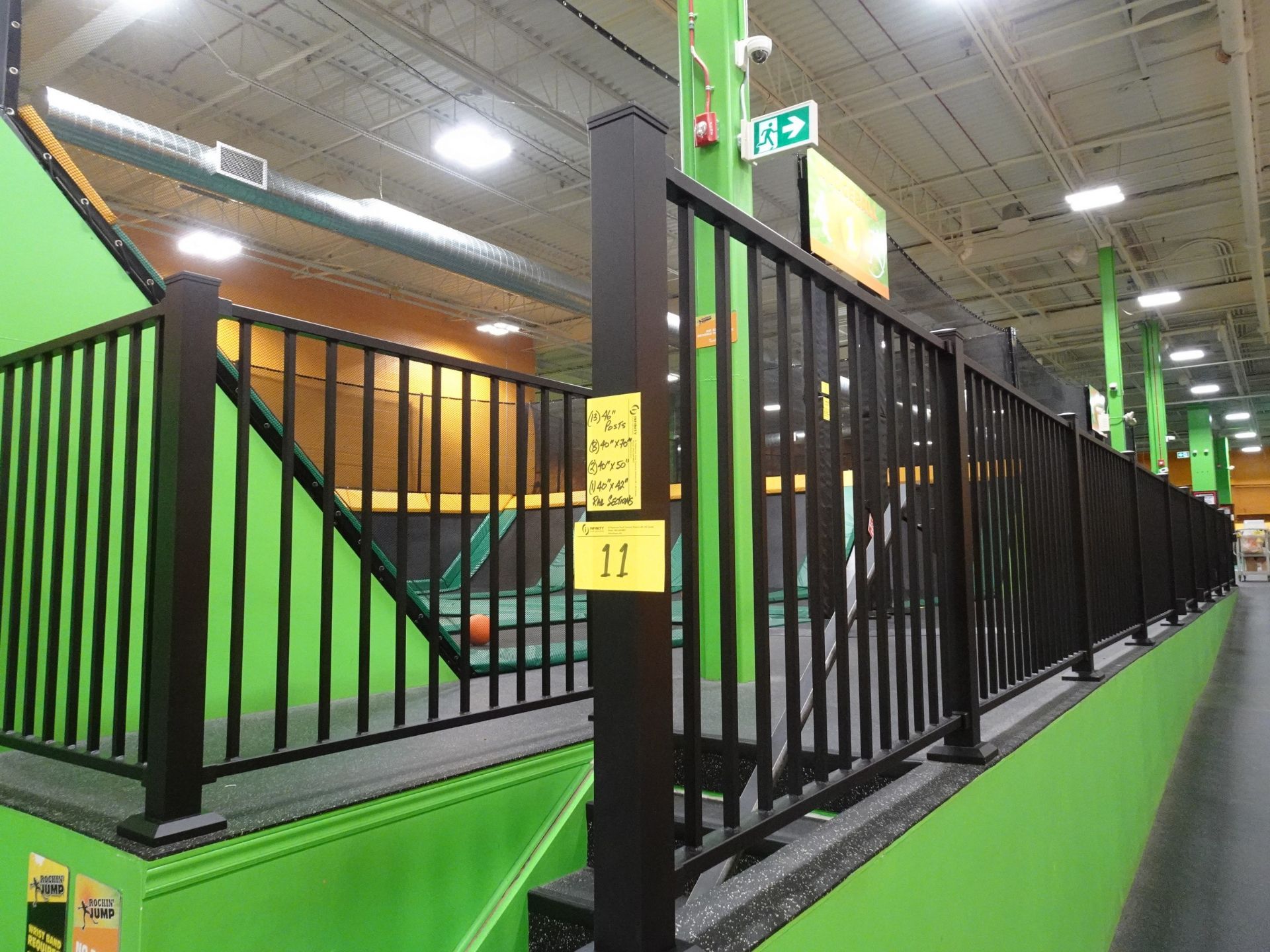 Safety Railing System consisting of: (13) 46" H metal posts, (8) 40" x 70" L section railing, (2)