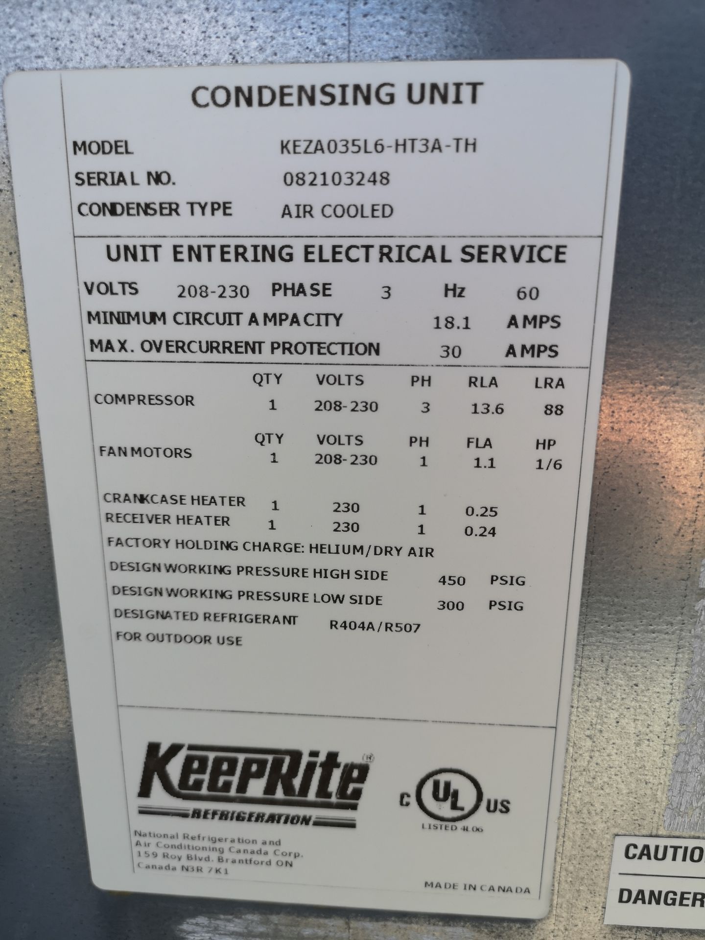 CURTIS 38' X 18-1/2' X 112" WALK-IN FREEZER W/ DOORS, KEEPRITE COOLING UNITS, CONDENSER UNITS ( - Image 9 of 10