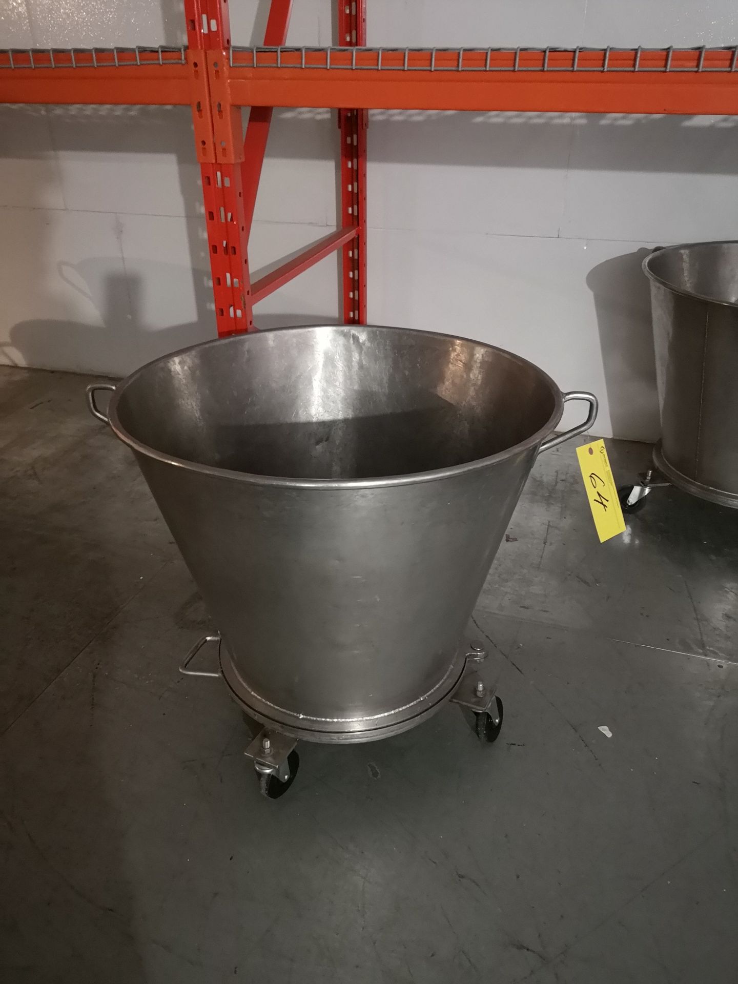 STAINLESS STEEL CONE SHAPED PORTABLE BOTTOM DROP CONTAINER