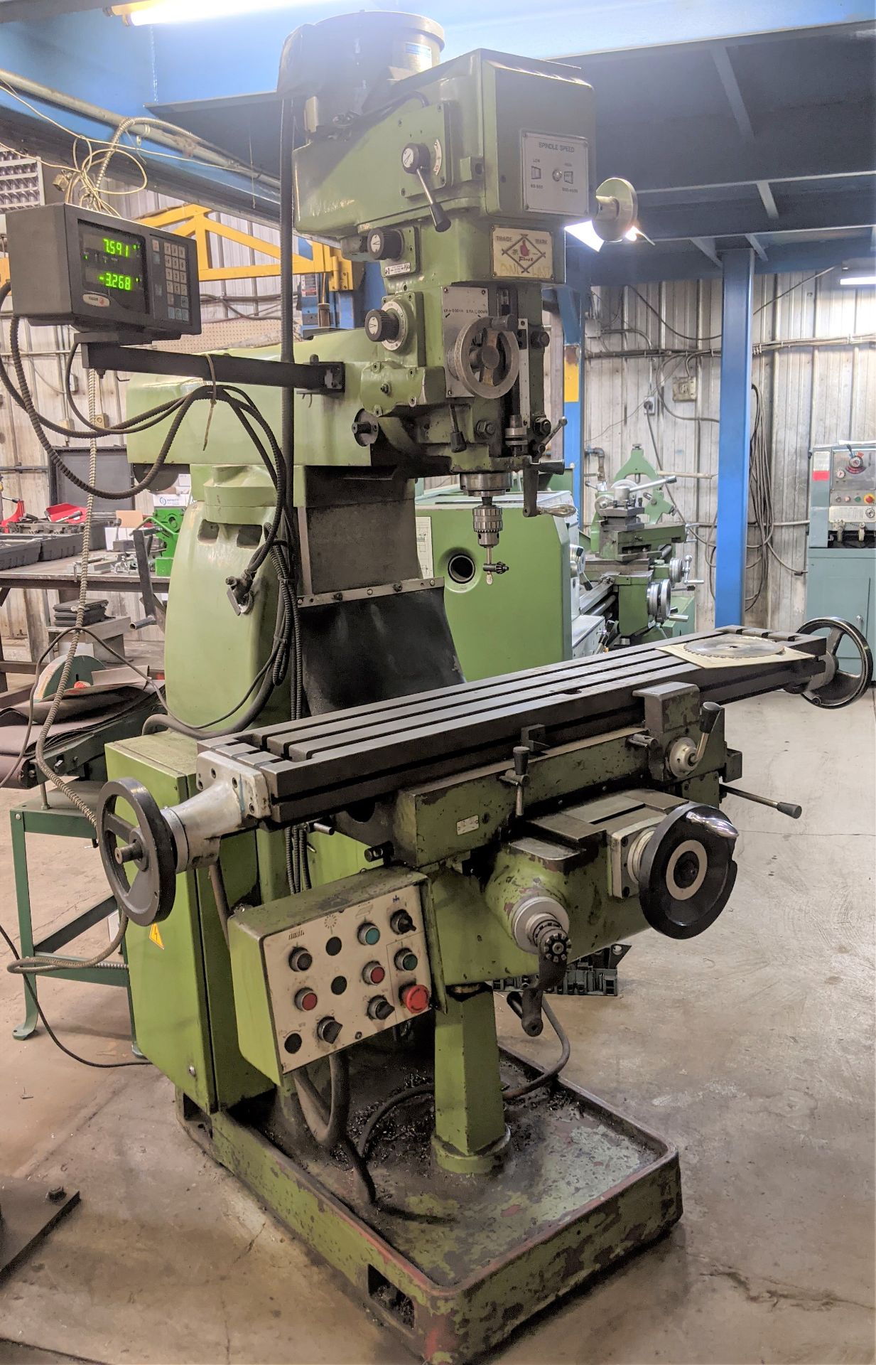 FIRST LC-18VSC, VERTICAL MILLING MACHINE, FAGOR 2-AXIS DRO, 9" X 49" TABLE, SPEEDS UP TO 4,500