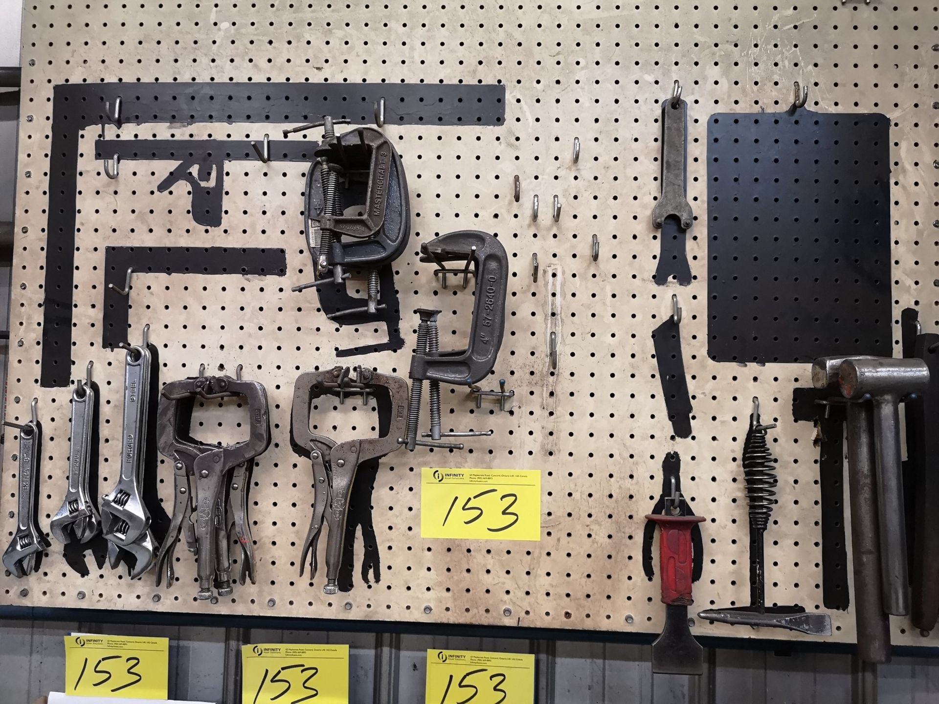 LOT OF HAND TOOLS INCL. VISE GRIPS, MEASURE TAPES, FILES, CLAMPS, SNIPERS, PLIERS,SCREWDRIVERS, - Image 2 of 4