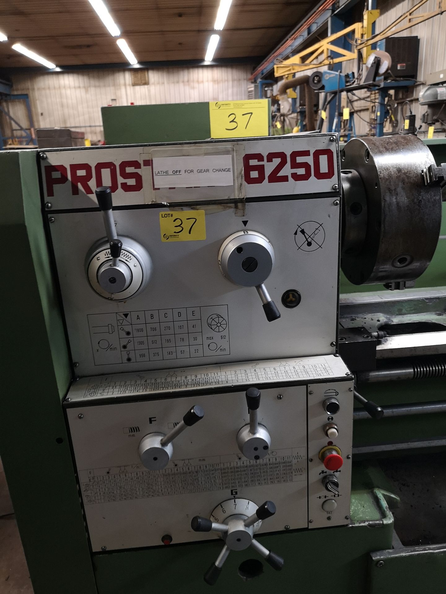 PROSTAR 6250 LATHE, 20" X 80", 12" 3-JAW CHUCK, 2.5" BORE, TAILSTOCK, STEADY REST, TOOL POST, SPEEDS - Image 8 of 10