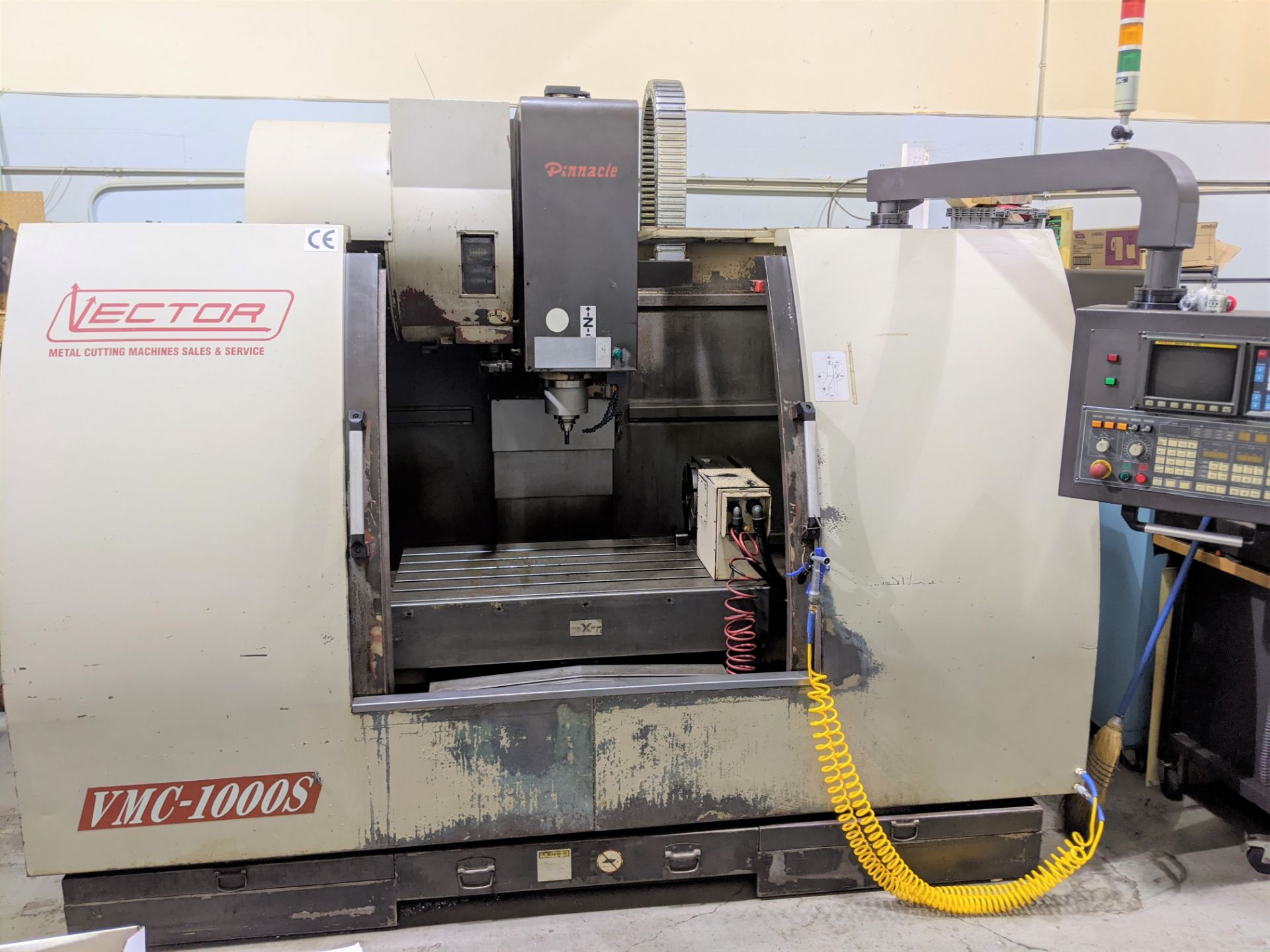 2002 PINNACLE VECTOR VMC-1000S CNC VERTICAL MACHINING CENTER, FANUC SERIES O-MD CNC CONTROL, 47” X