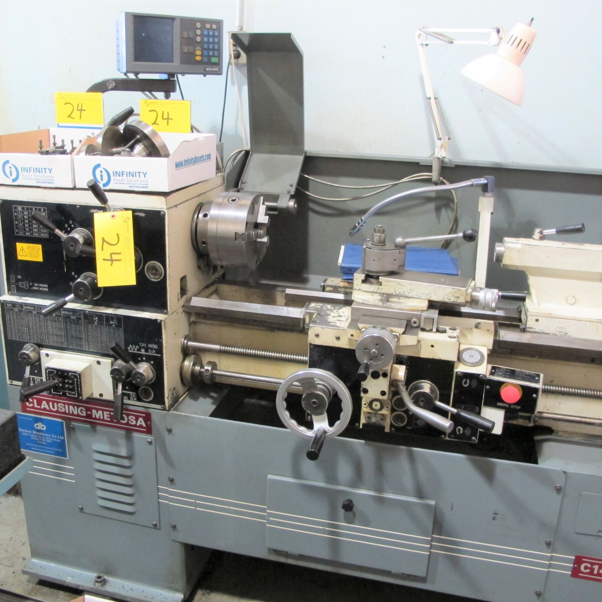 CLAUSING-METOSA C1430S LATHE, 8" 3-JAW CHUCK, ACURITE 2-AXIS DRO, 14” X 30”, SPEEDS TO 2,000 RPM, - Image 3 of 7