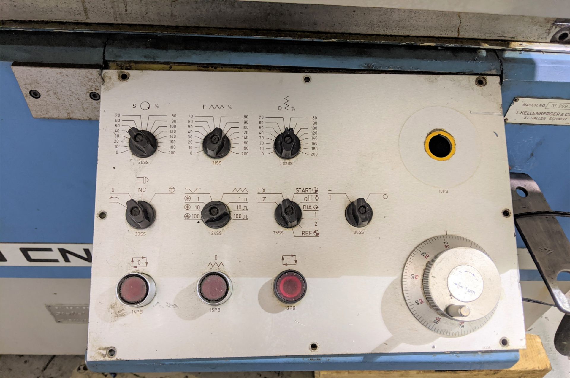 KELLENBERGER UR 175X1000 CNC CYLINDRICAL GRINDER, S/N 31.209.029, 12" GRINDING WHEEL, 65" TABLE, - Image 18 of 19