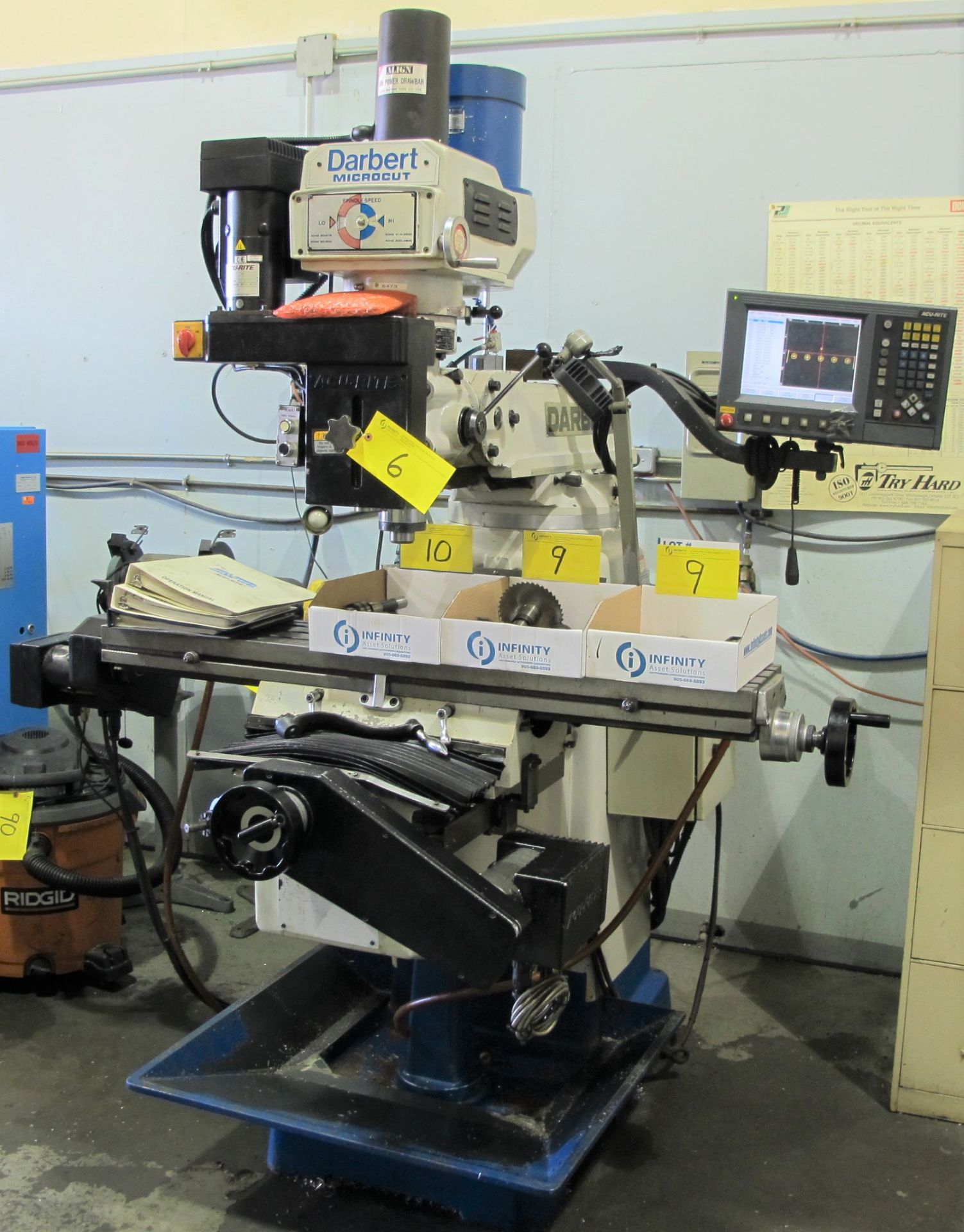 DARBERT MICROCUT CNC VERTICAL MILLING MACHINE, 3HP, ACURITE 3-AXIS CNC CONTROL, R8, ALIGN POWER