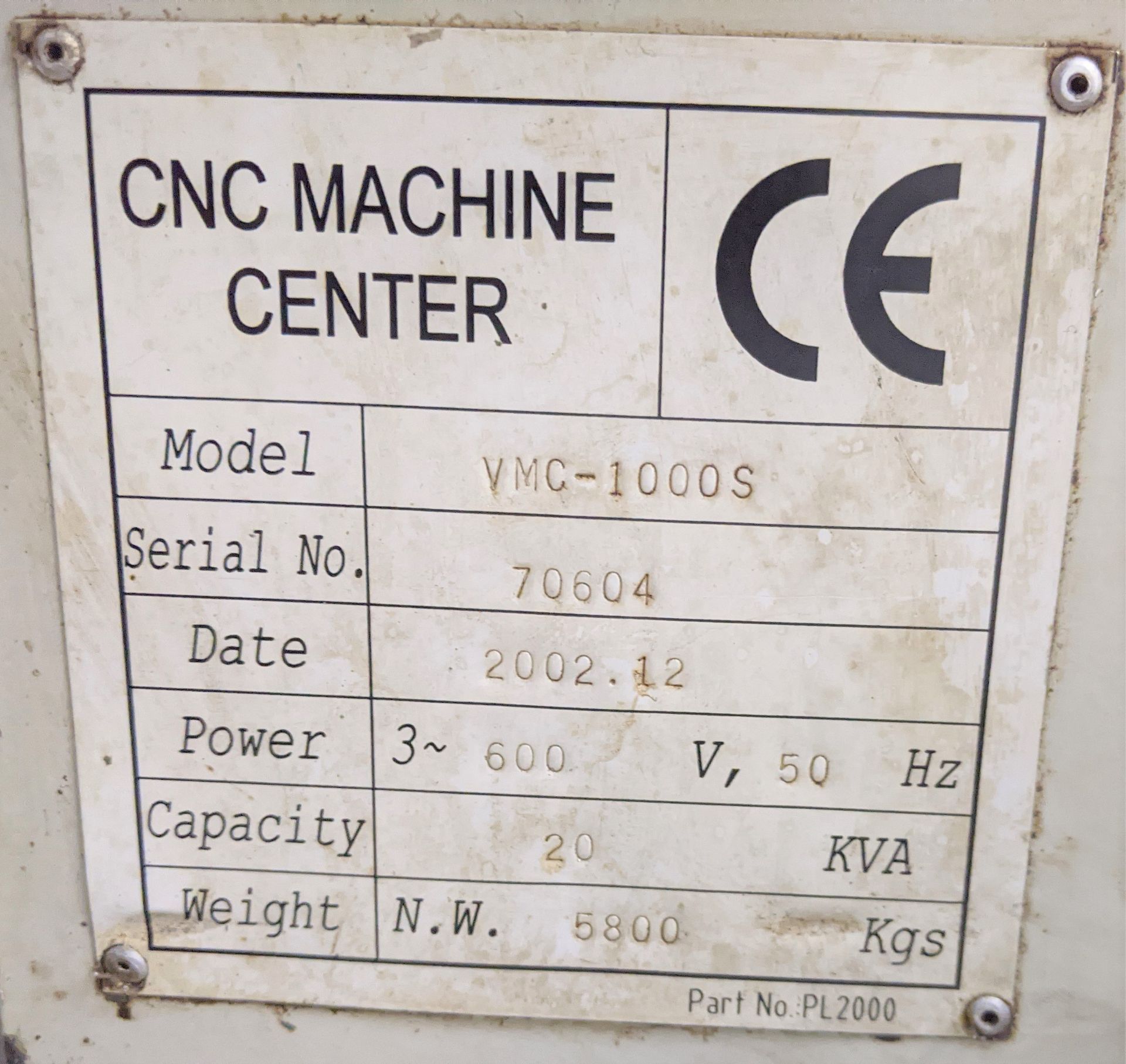 2002 PINNACLE VECTOR VMC-1000S CNC VERTICAL MACHINING CENTER, FANUC SERIES O-MD CNC CONTROL, 47” X - Image 18 of 18