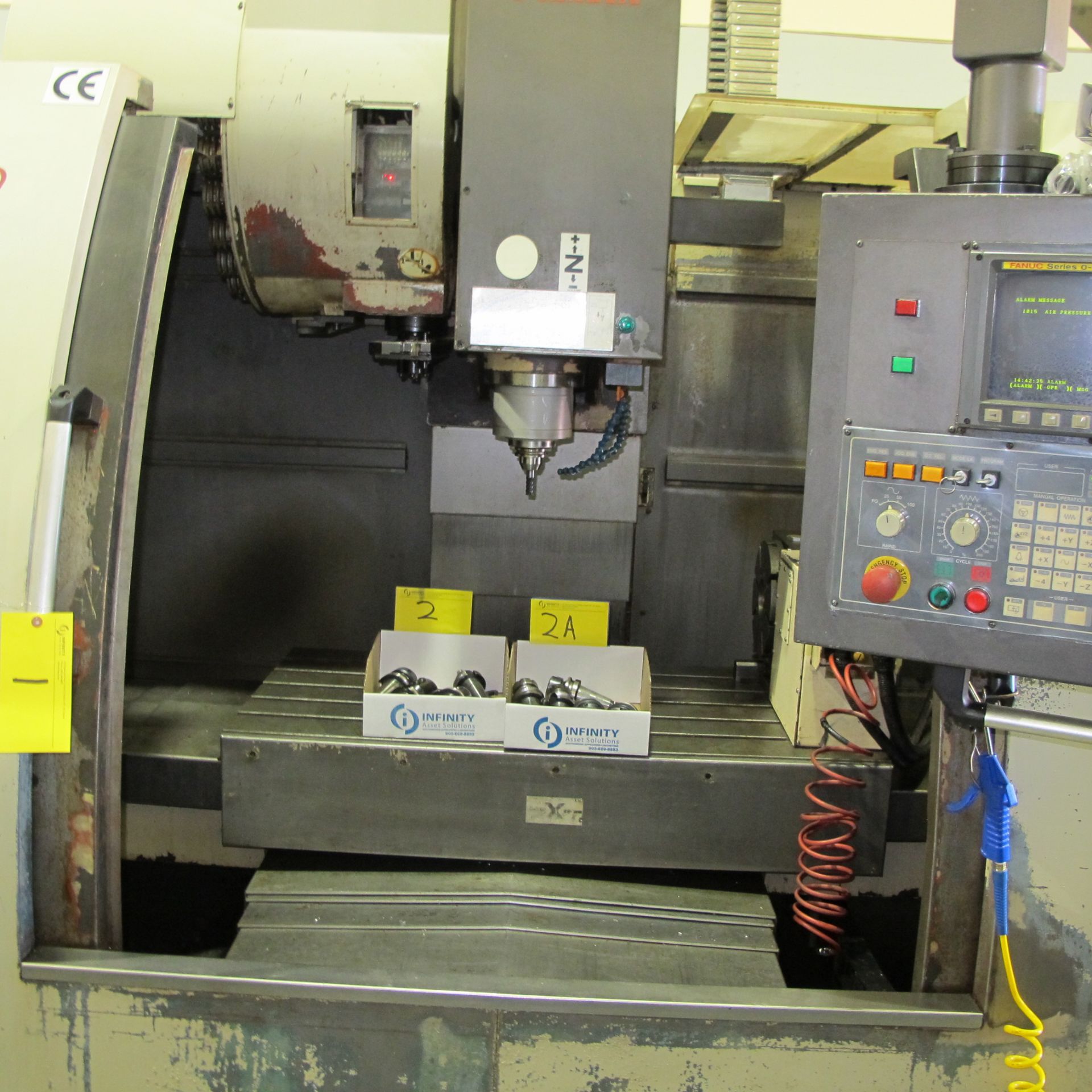 2002 PINNACLE VECTOR VMC-1000S CNC VERTICAL MACHINING CENTER, FANUC SERIES O-MD CNC CONTROL, 47” X - Image 8 of 18