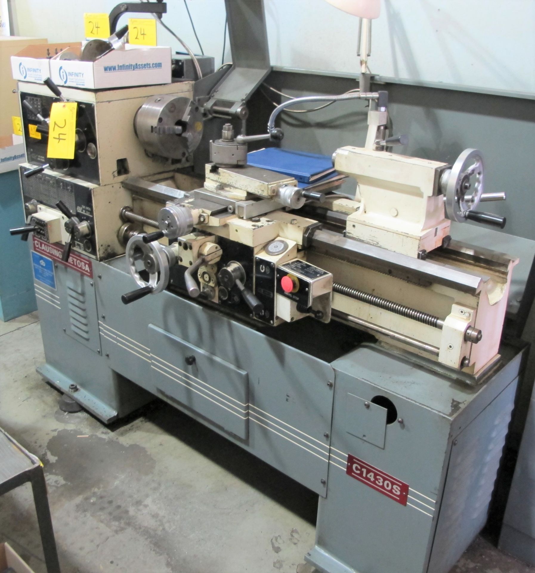 CLAUSING-METOSA C1430S LATHE, 8" 3-JAW CHUCK, ACURITE 2-AXIS DRO, 14” X 30”, SPEEDS TO 2,000 RPM,