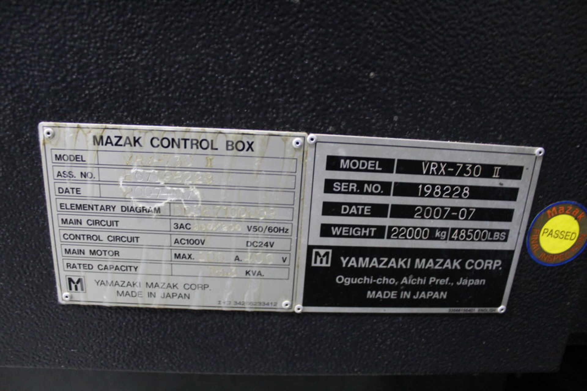 2007 MAZAK VRX-730-5X II, MAZATROL MATRIX CONTROL, 80 ATC - Image 7 of 8