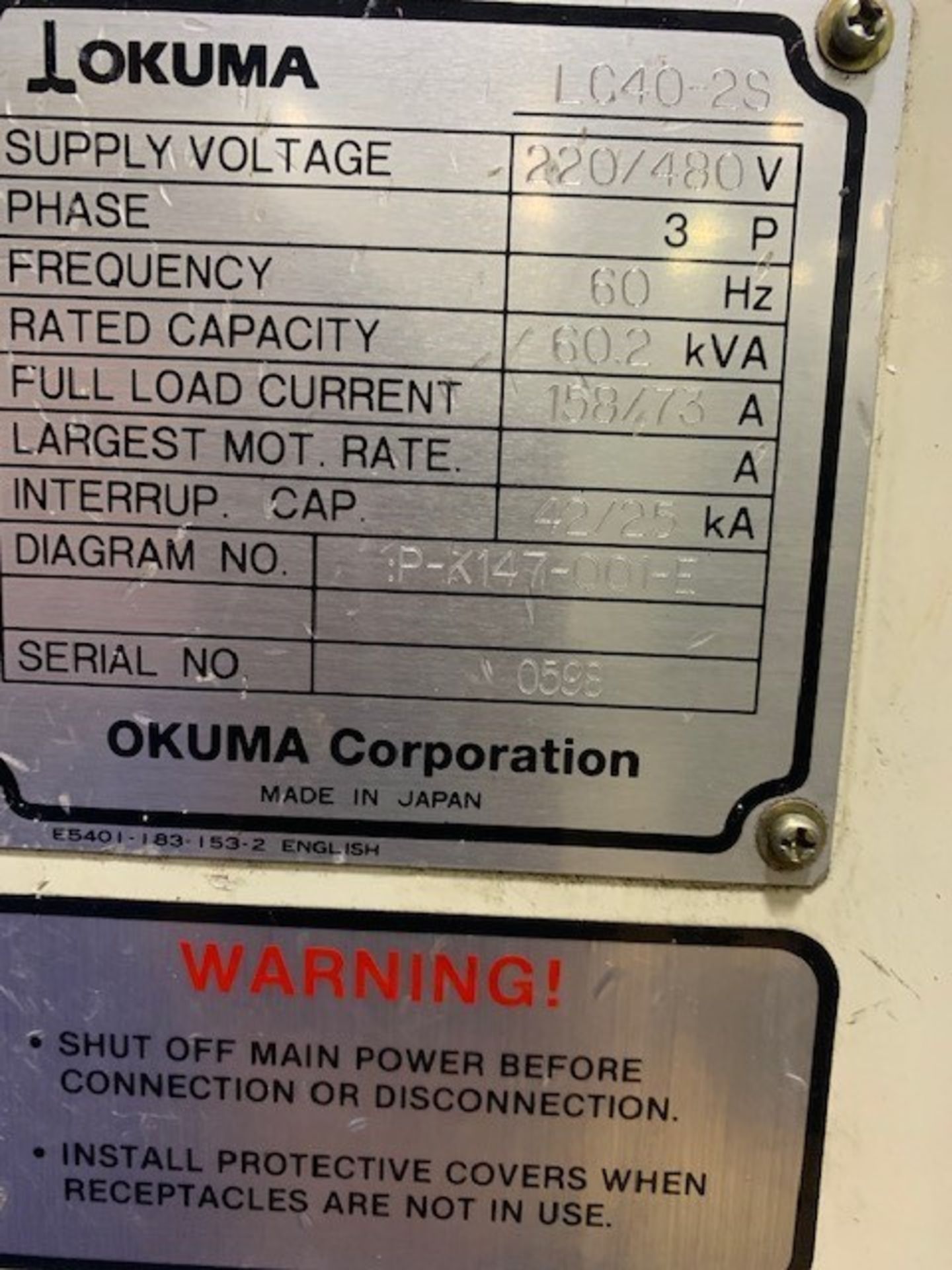 1982 OKUMA LC 40 LATHE, ASST #:PC0003006 - Image 6 of 6