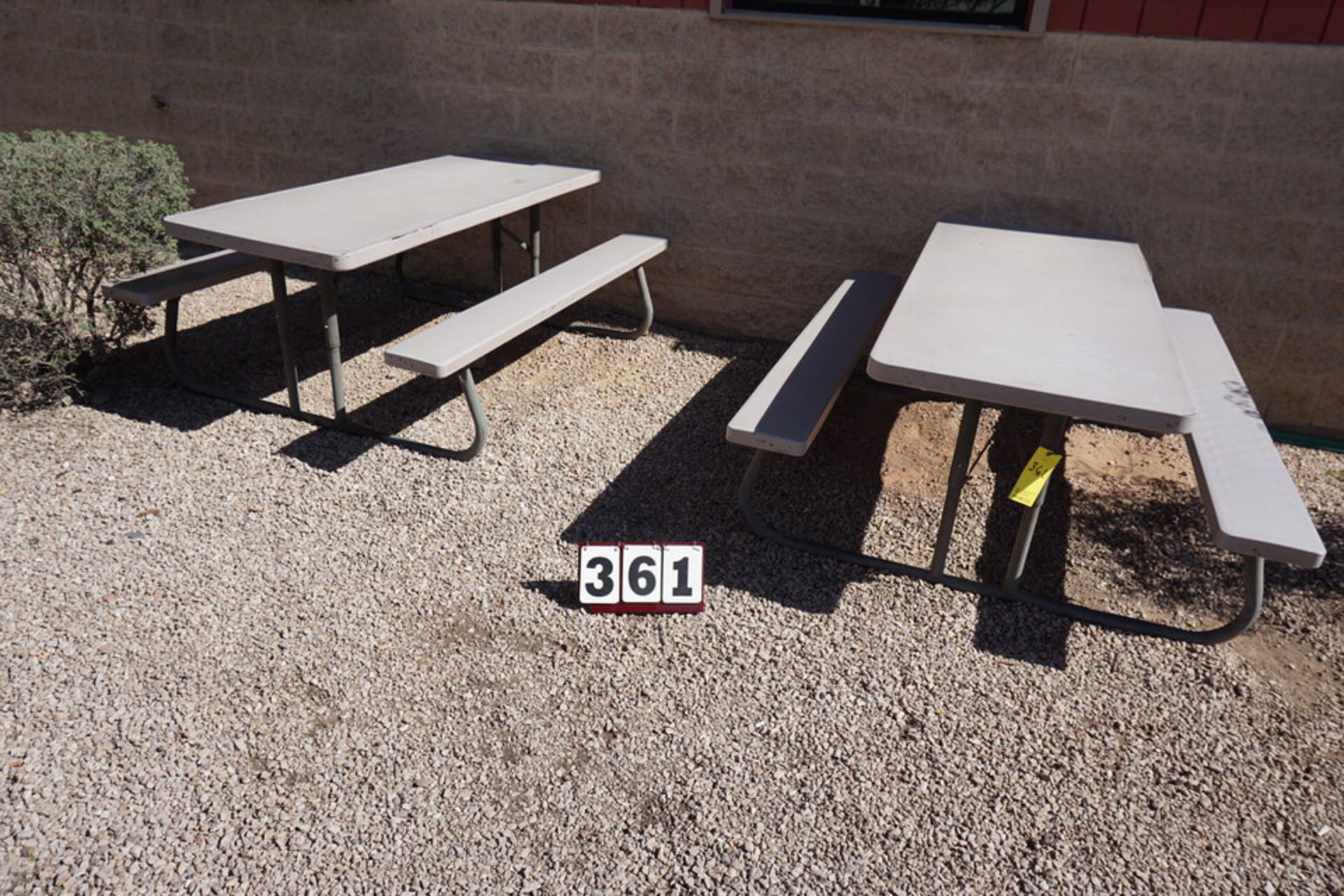 (2) PLASTIC PICNIC TABLES