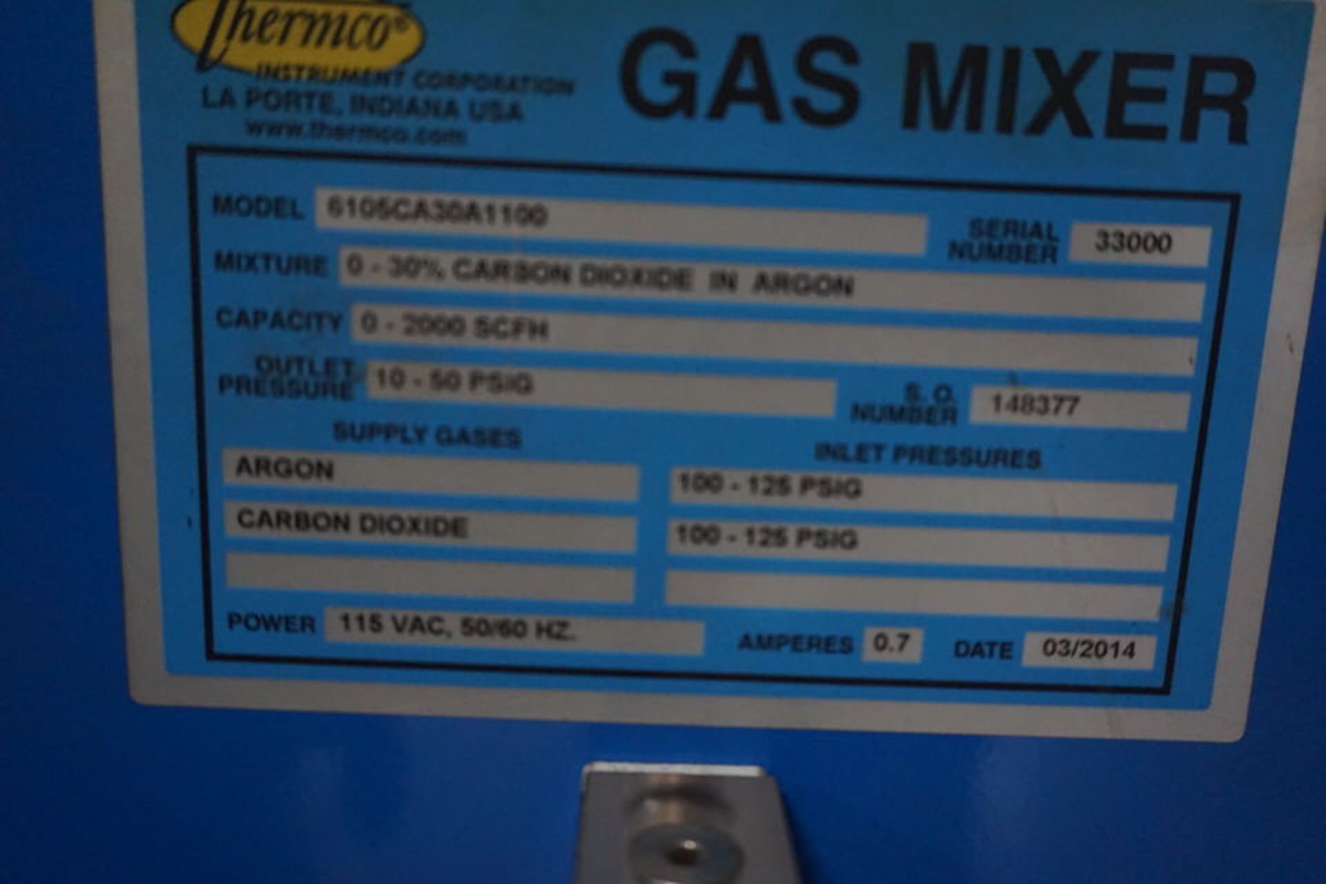 THERMCO GAS MIXER, MDL: 6105CA 3OA1100 CAP: 0-2000 SCFH - Image 3 of 3