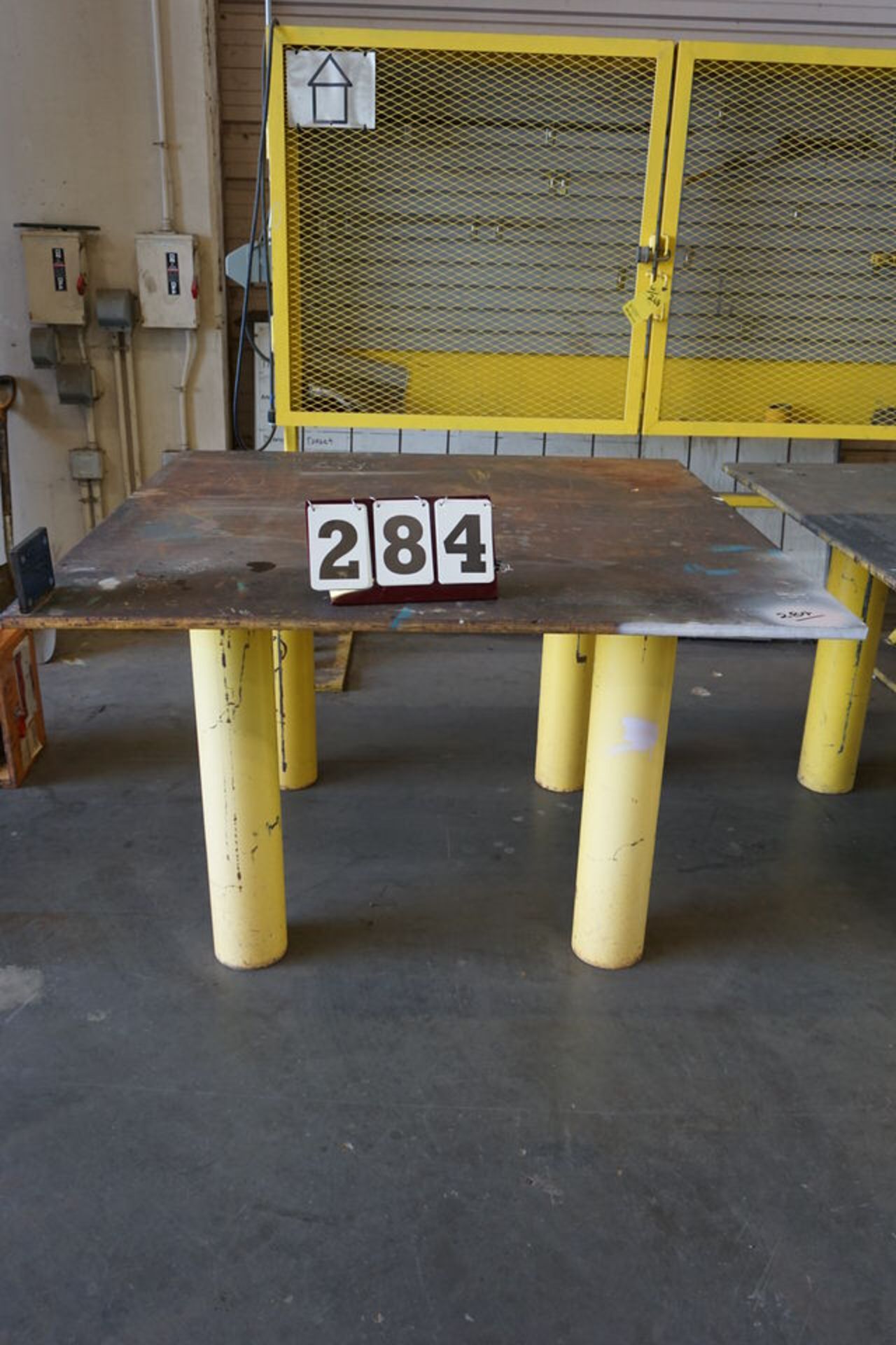 STEEL WORK TABLE, 5' X 5' X 37 " TALL