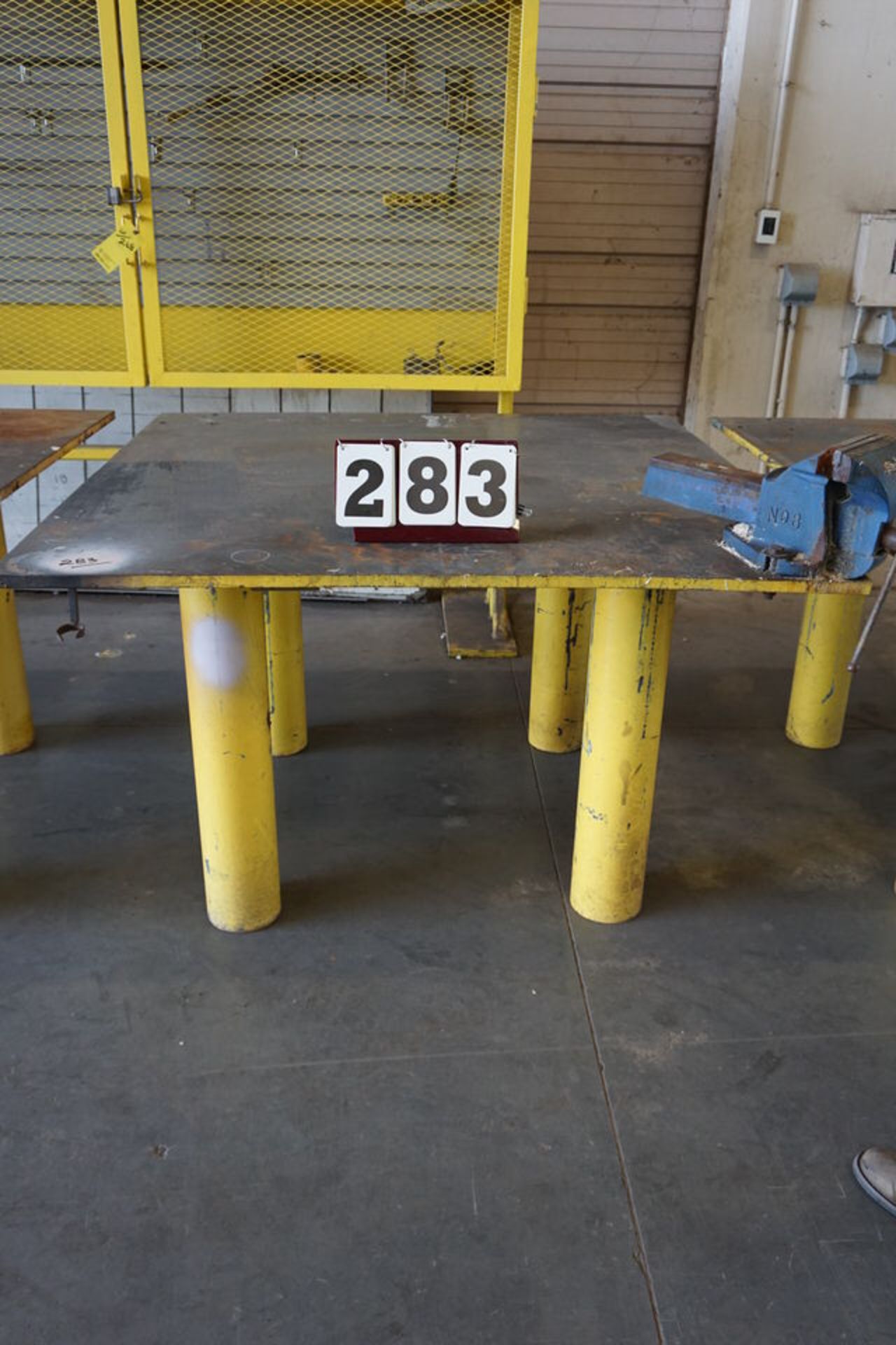 STEEL WORK TABLE, 5' X 5' X 37 " TALL