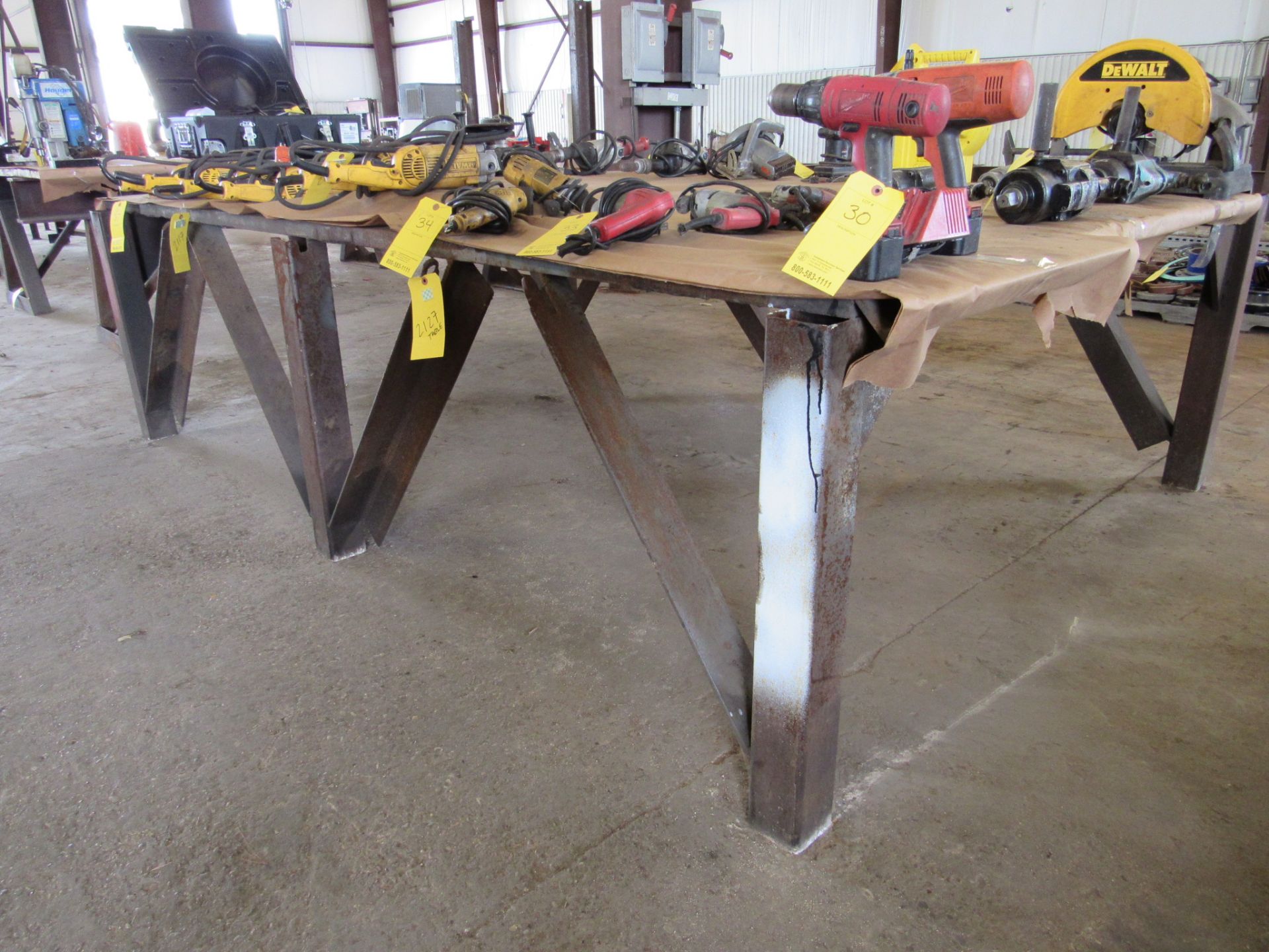 Heavy Duty Metal Table with 1.5 Solid Plate Top, 10' x 7' x 35"