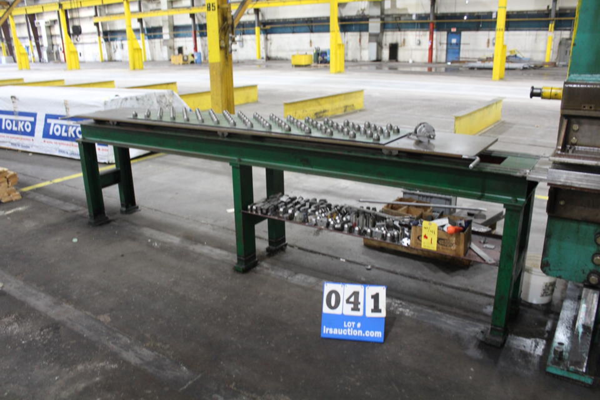 DUG SUNG 10' PRESS BRAKE W/ TOOLING & ROLLING CONVEYOR TABLE FEEDER - Image 2 of 3