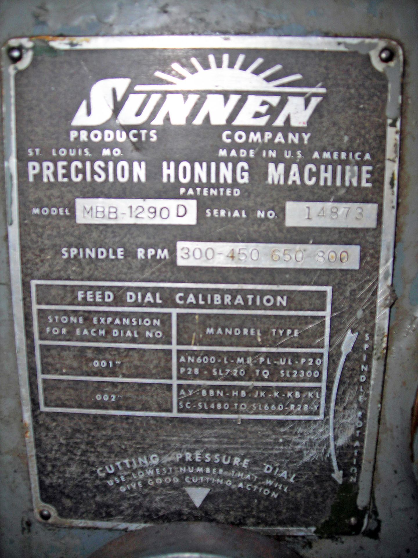 SUNNEN MODEL MBB-1290D HORIZONTAL PRECISION HONING MACHINE - Image 5 of 5