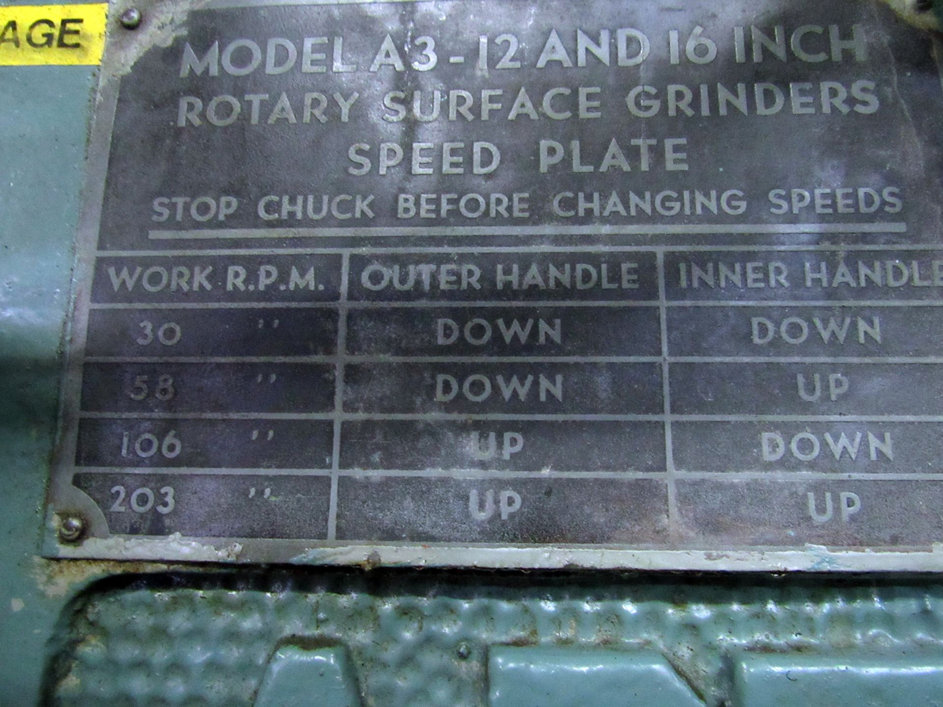 ARTER MODEL A3-16 HORIZONTAL SPINDLE ROTARY SURFACE GRINDER - Image 7 of 8