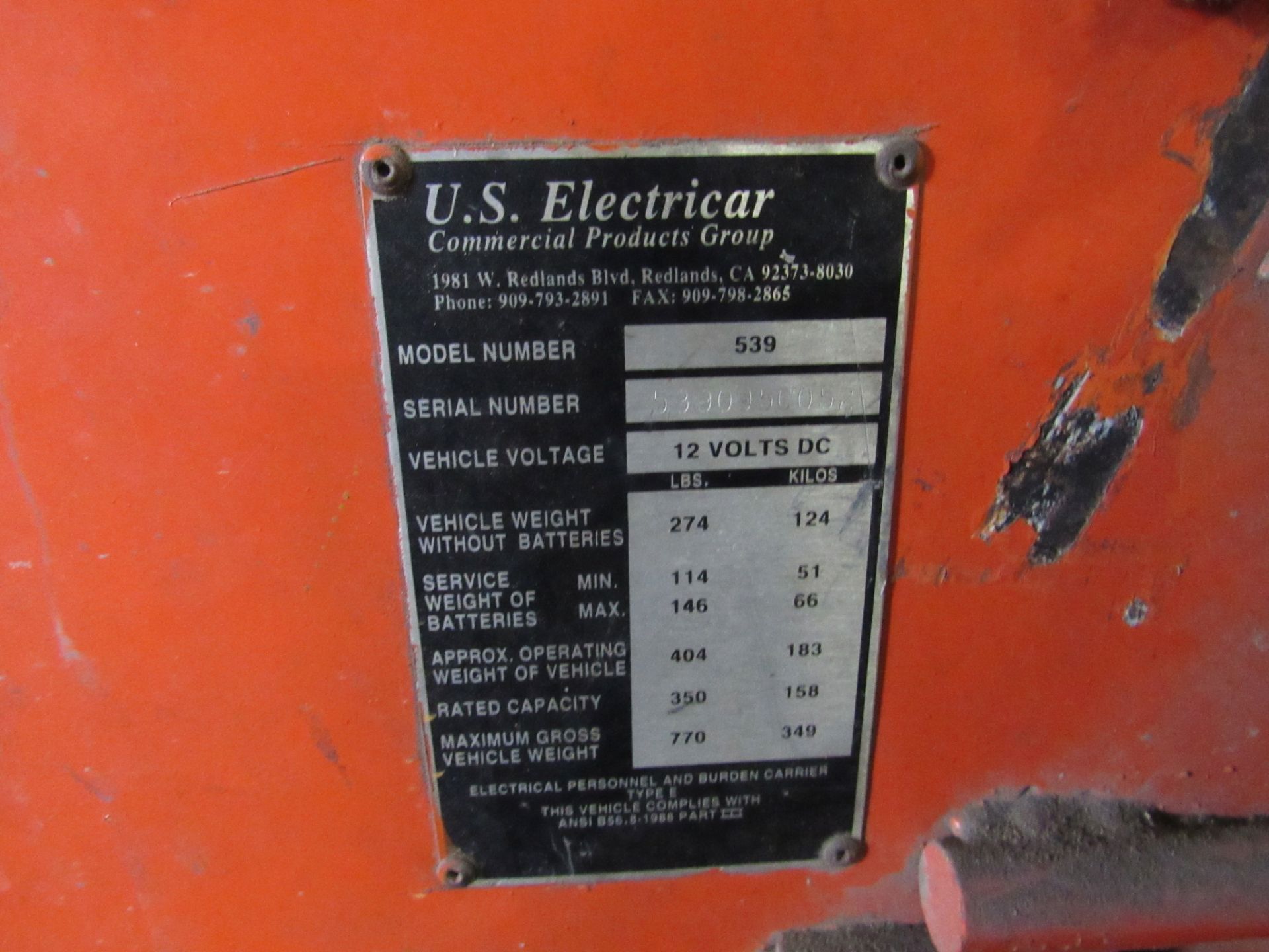 US Electric Powered Maintenace Shop Cart - Image 2 of 4