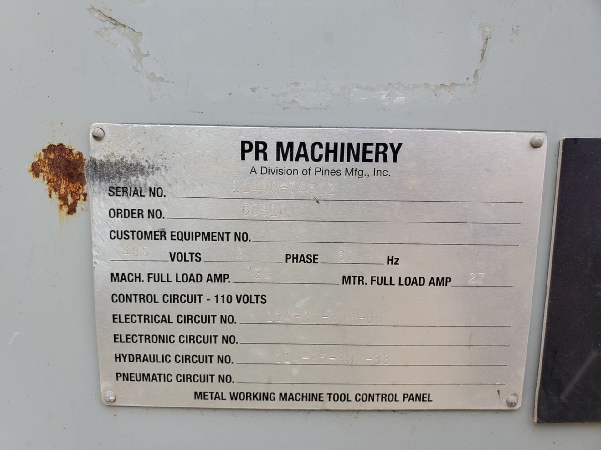 PINES PR Machinery Hydraulic Rotary Bending Machine 480V, 60HZ, 3PH - Image 9 of 9