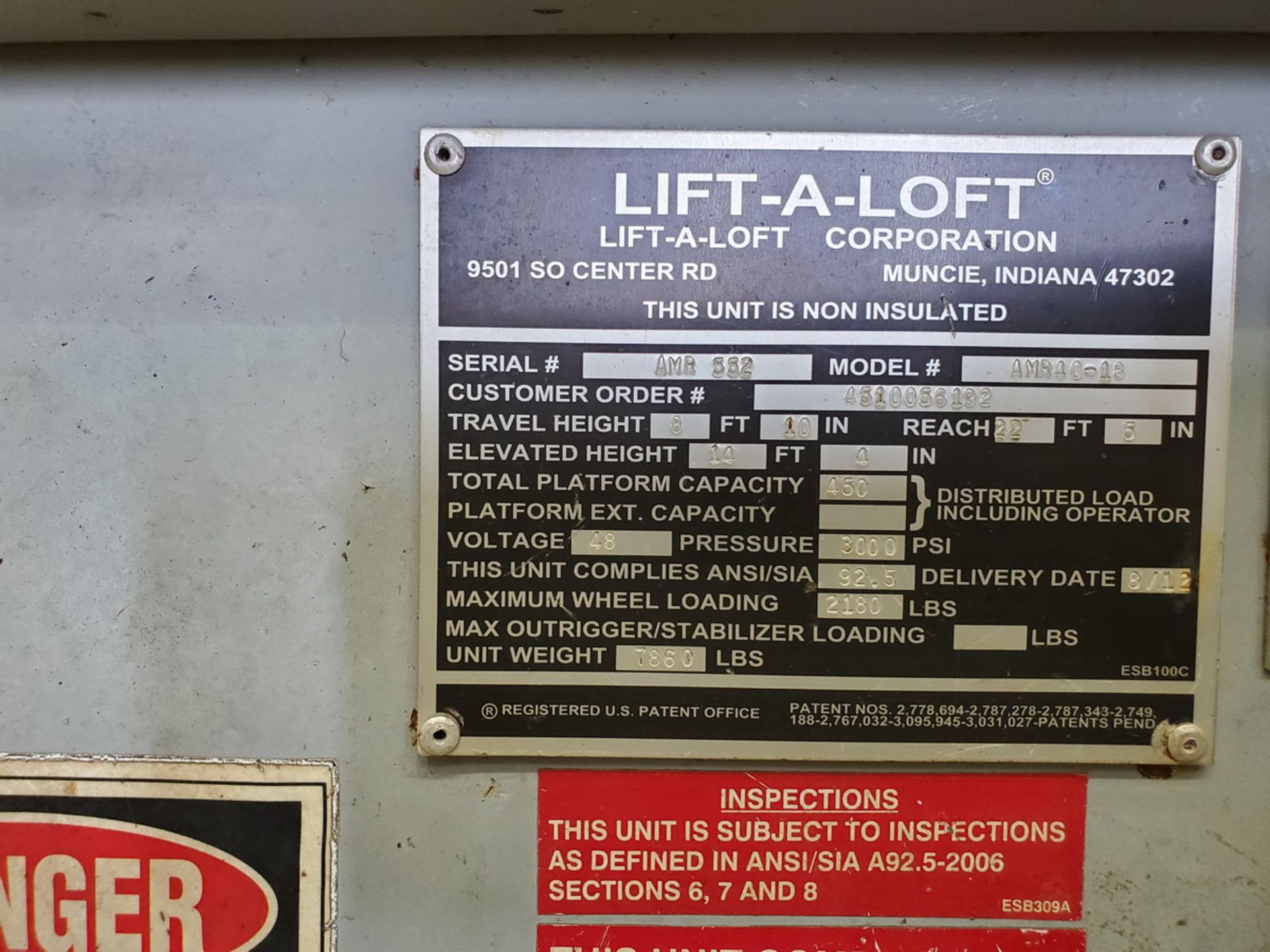 Lift-A-Loft AMR40-18 Aerial Lift Truck Travel Ht-8'10", Reach-22'5", 48V, 3,000psi - Image 12 of 13