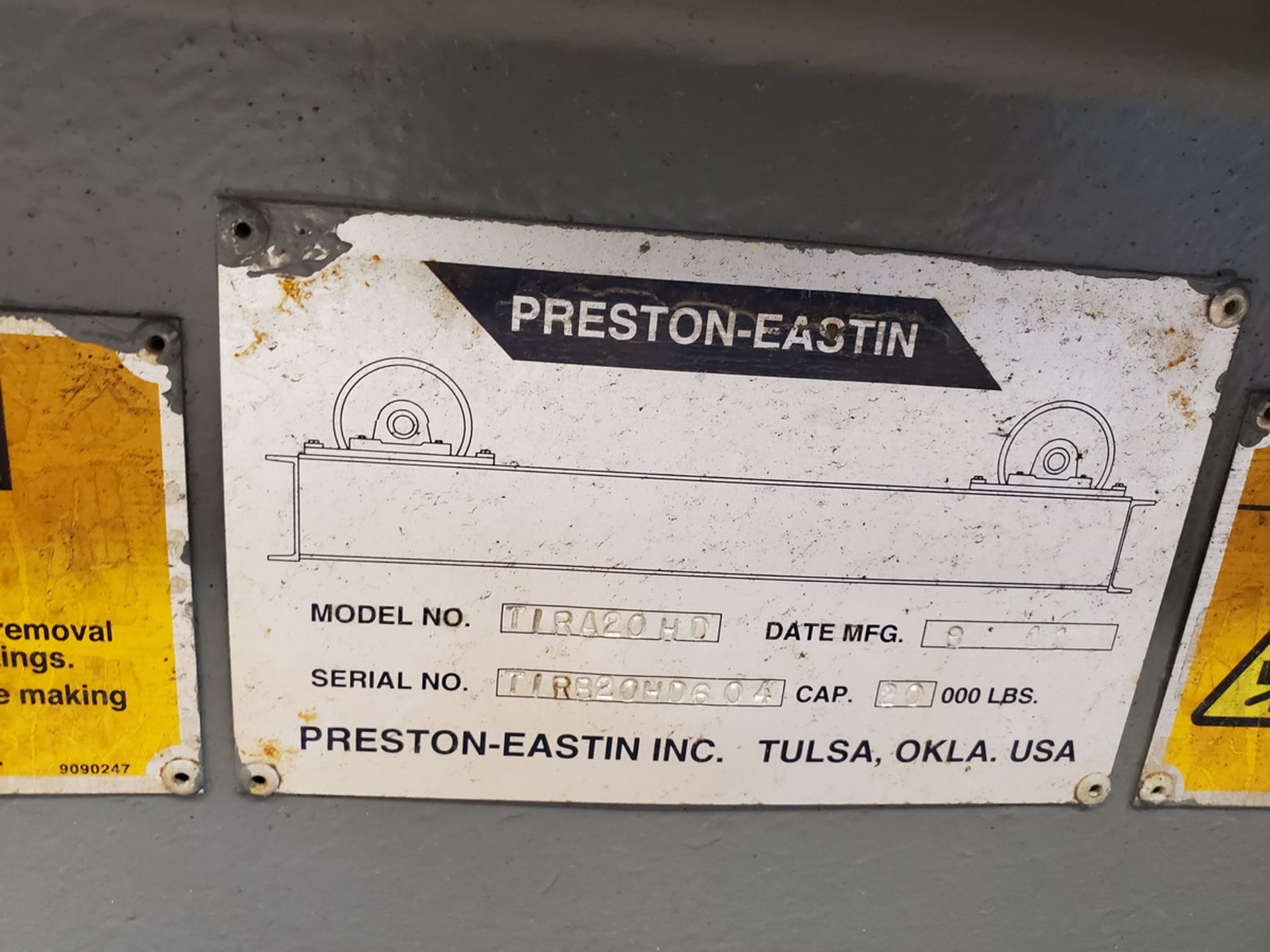 2011 Preston-Eastin TIRA20HD Welding Turn Roll 10 Ton Cap. , - Image 8 of 8