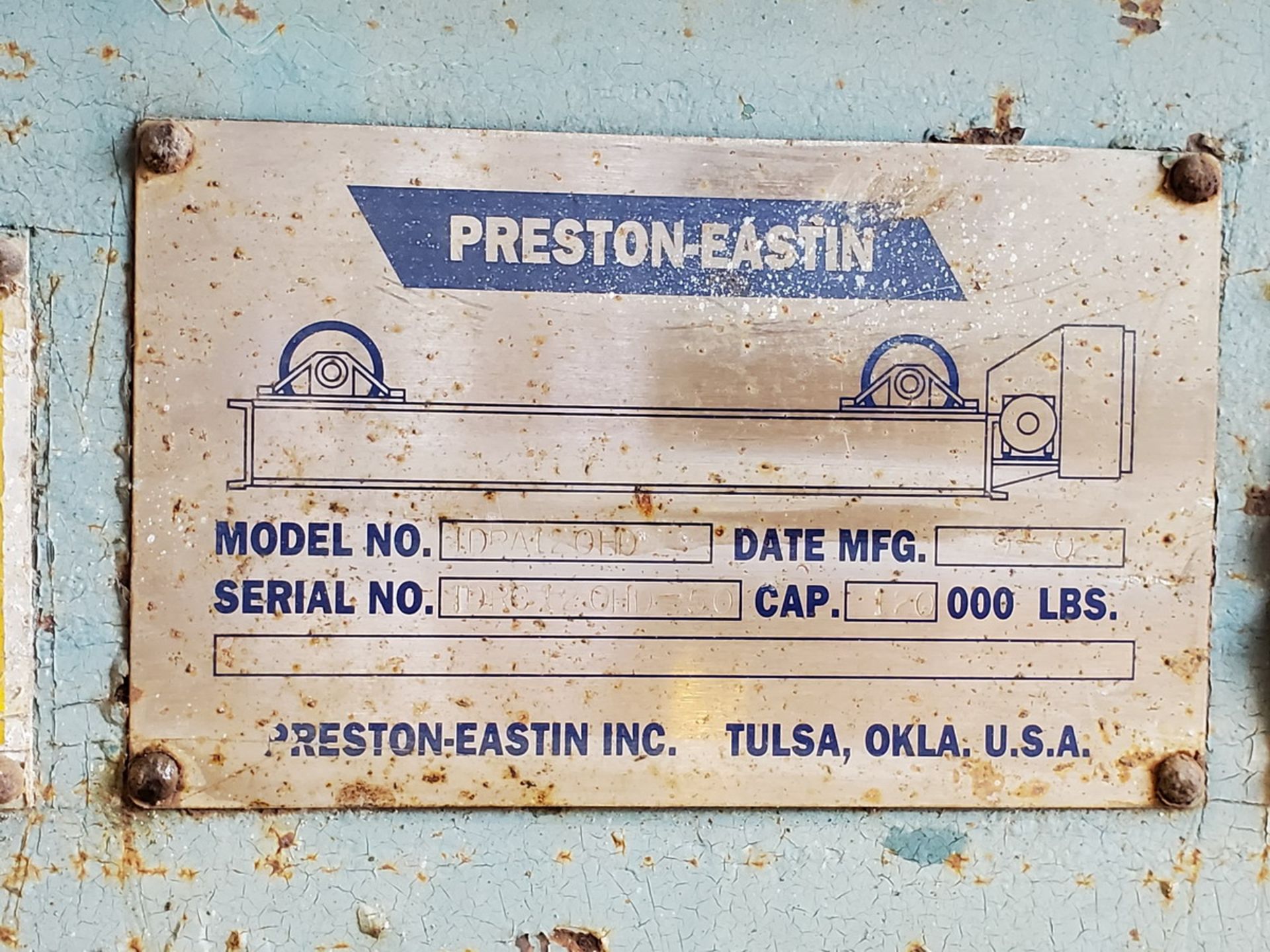 2002 Preston-Eastin TDRA-120HD Welding Turn Roll 60 Ton Cap. ,14A, 480V, 60HZ, 1PH - Image 7 of 9