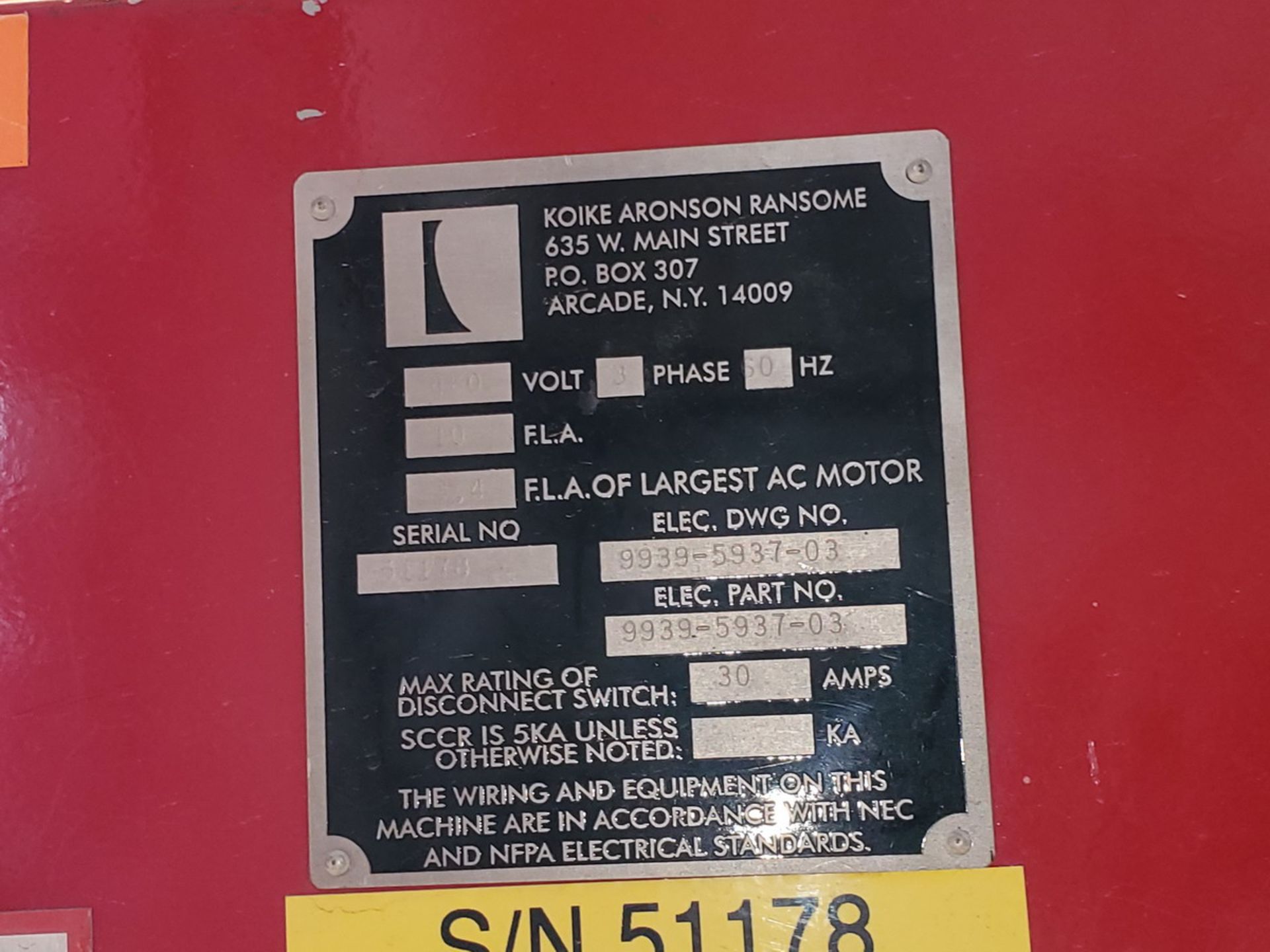 Koike Aronson Ransome Welding Turn Roll (No Cap. Info) 10 F.L.A, 120V, 60HZ, 3PH - Image 8 of 8