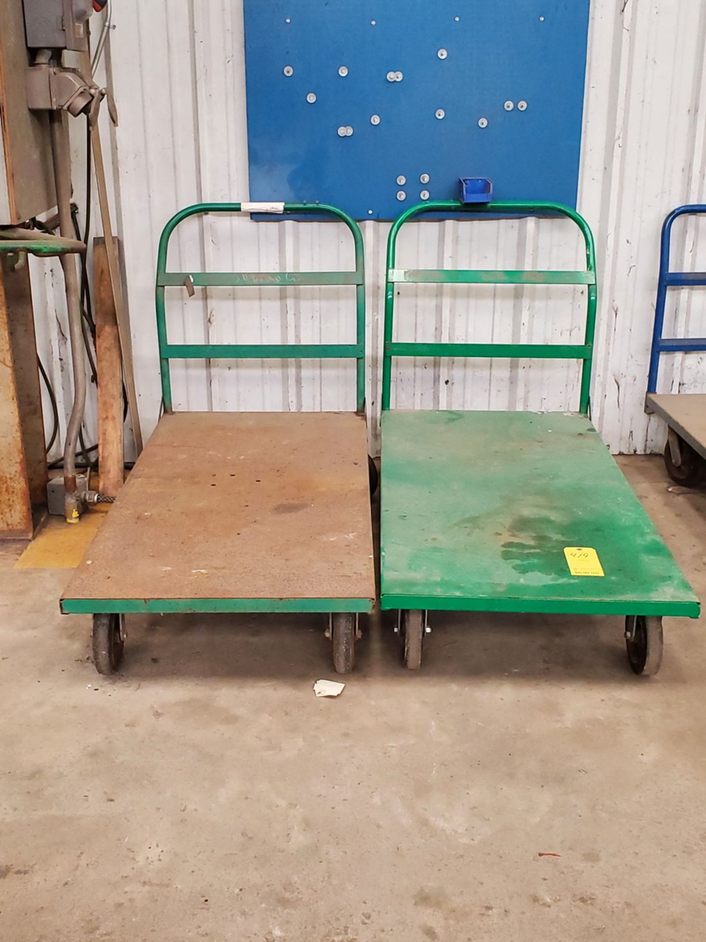 (2) Metal Rolling Material Carts 60"x30"x11"H