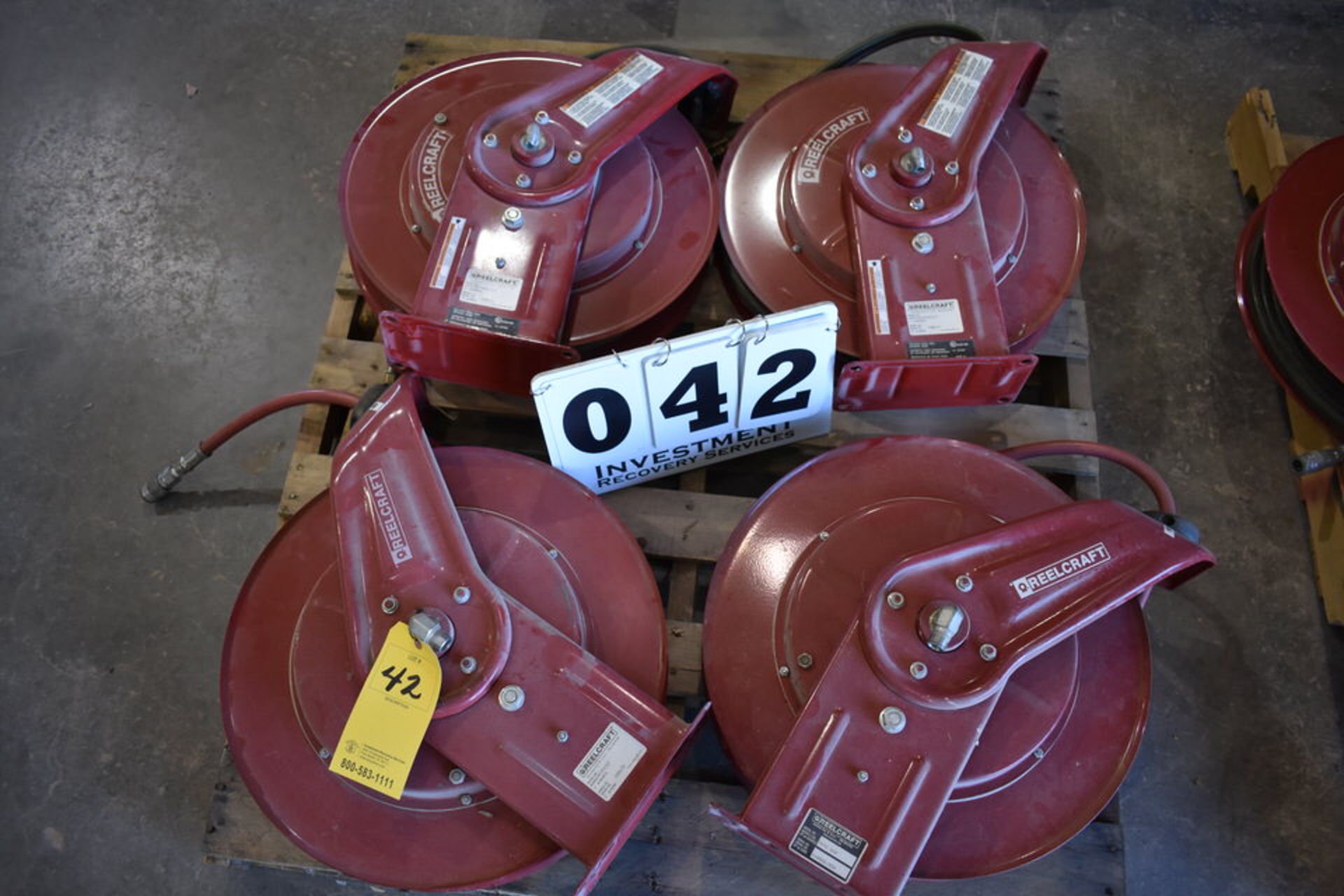 (4) REEL CRAFT TW7450OLETT AIR HOSE REELS