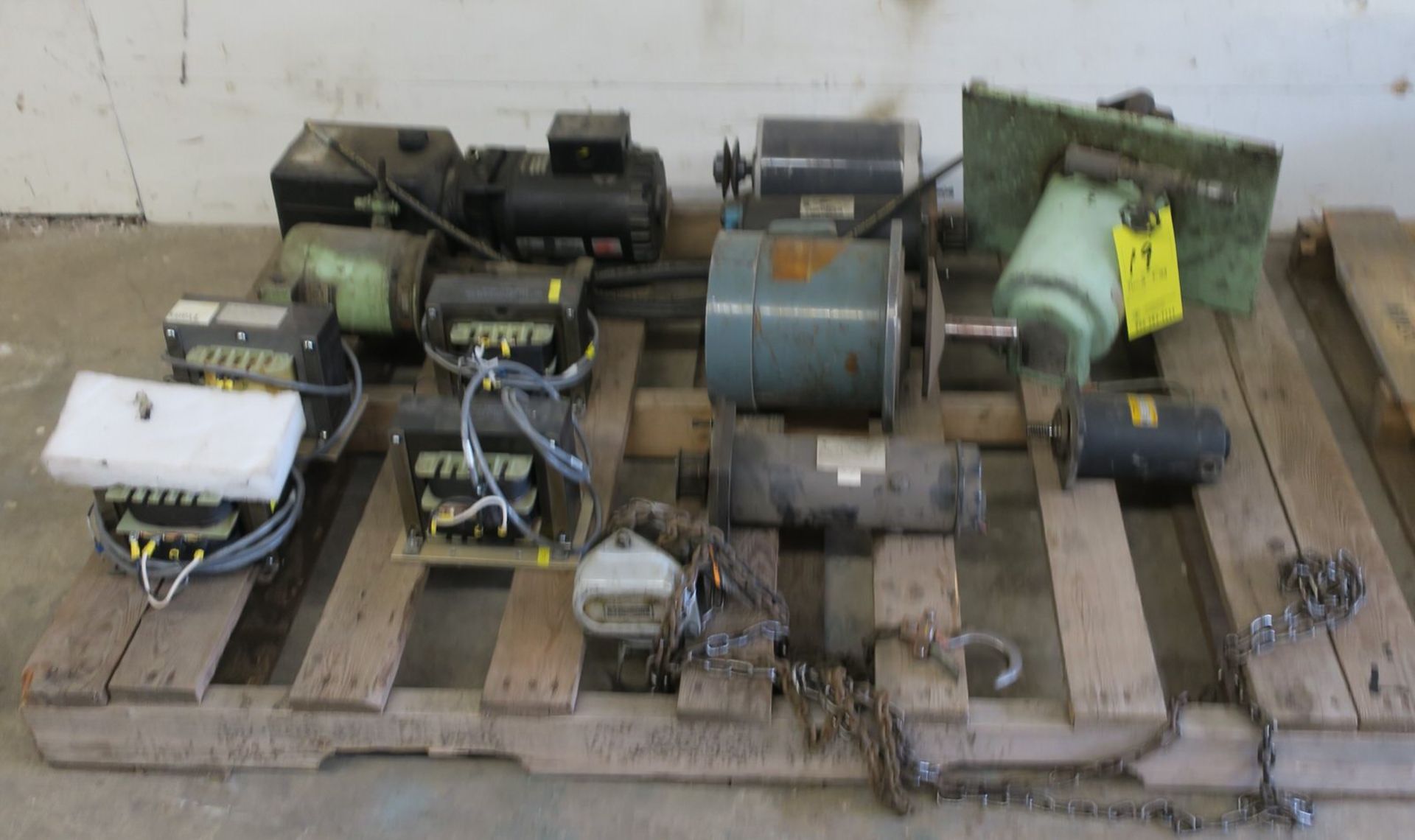 8 Electric Motors, 4 Transformers, 1 Chain Hoist