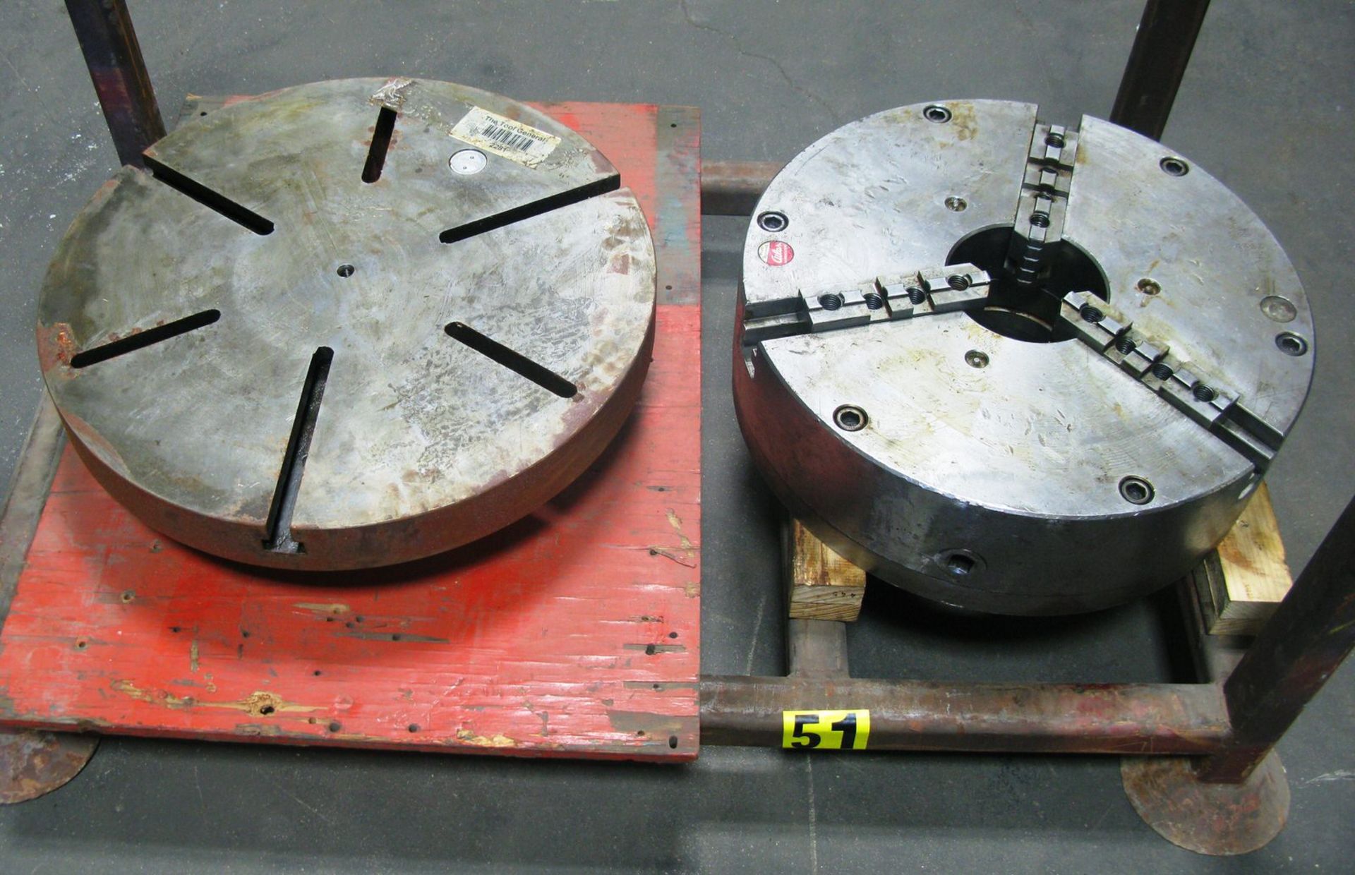 Pratt Burnett Atlas Workholding Chuck with Jaws, Warner & Swasey 22" Rotary Table Face Plate 1683-1