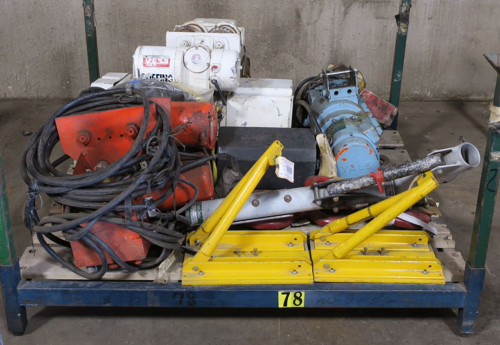 .5-Ton, 2-Ton Elect. Cable Hoists, 2-Speed Personnel Winch 70' Cable, Crosby 15 Ton Eye Hook SWL15T