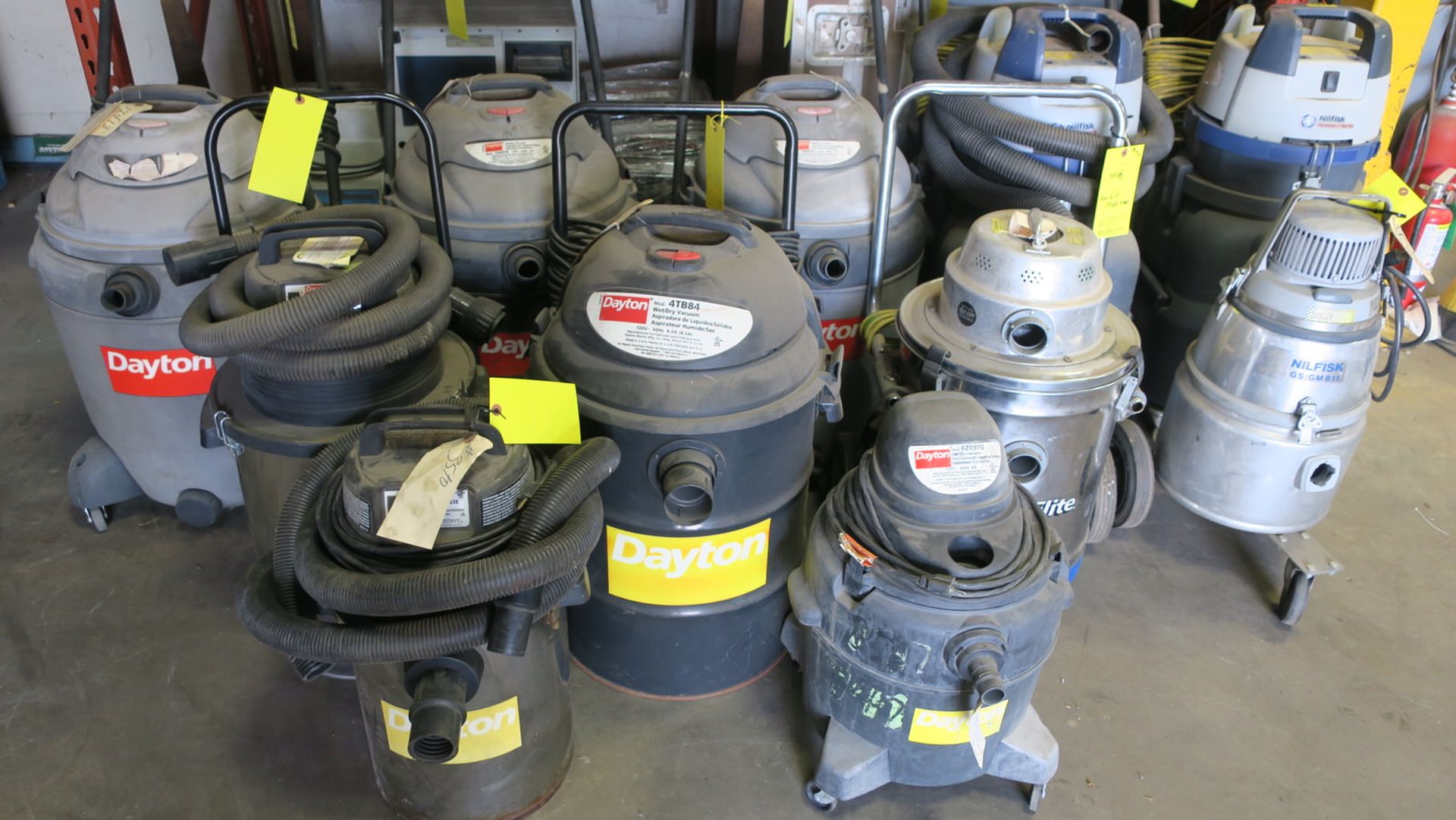 LOT of 11 Wet/Dry Vacuums - Dayton, Nilfisk, Powr-Flite